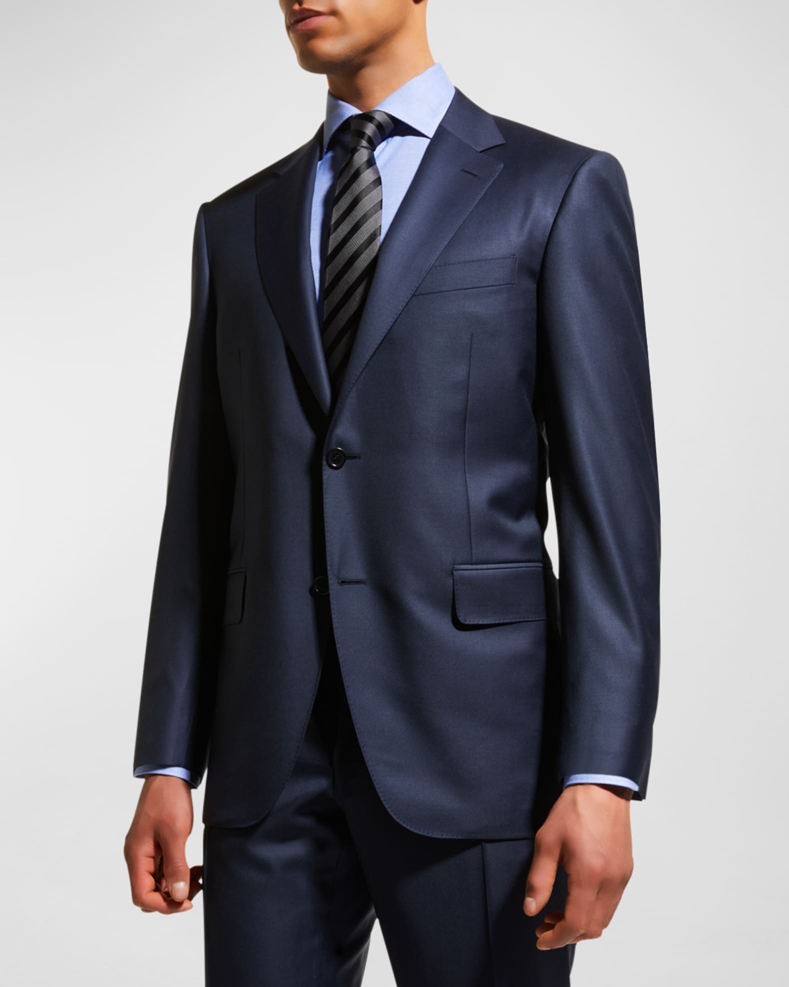 Men s Solid Wool Two Piece Suit
