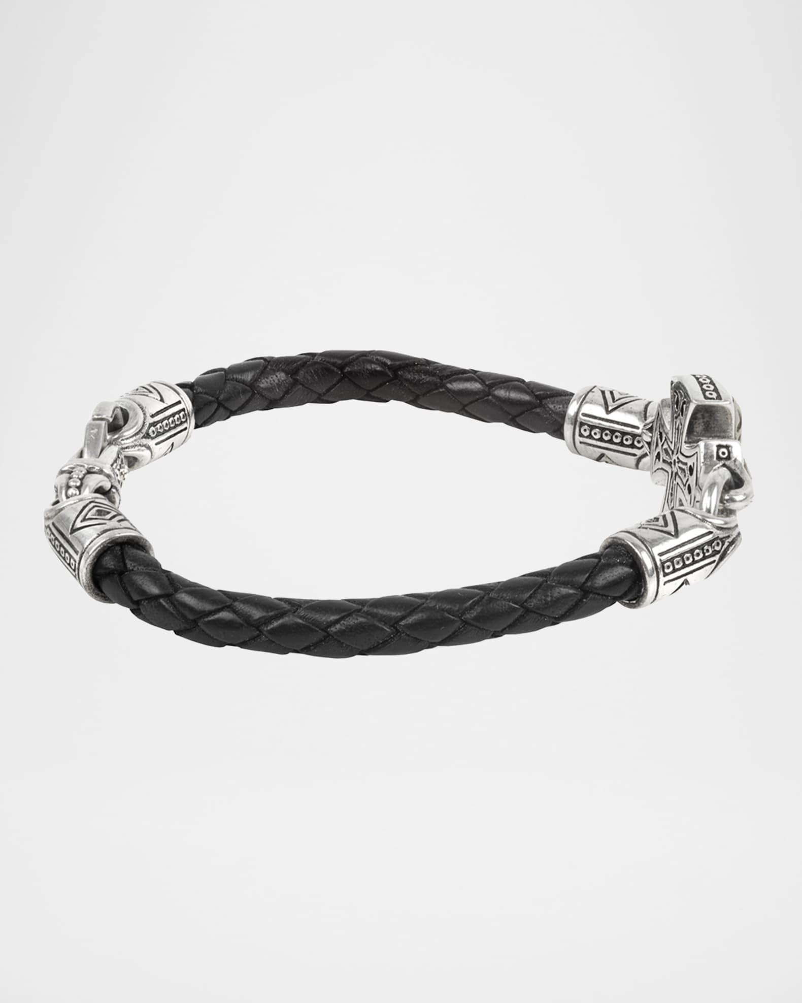 Konstantino Men's Perseus Leather Bracelet with Silver/Bronze