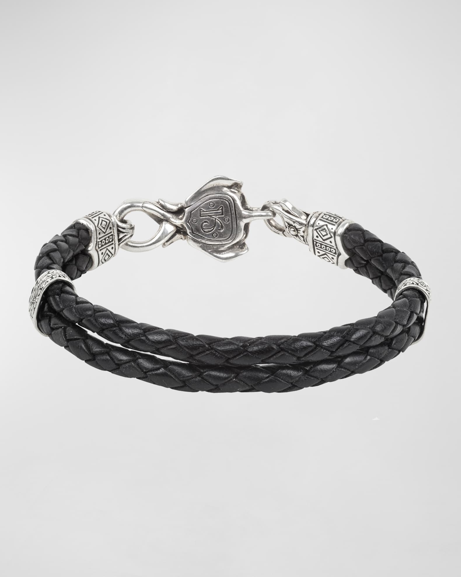 Konstantino Men's Perseus Two-Row Leather Bracelet w/ Elephant Clasp ...