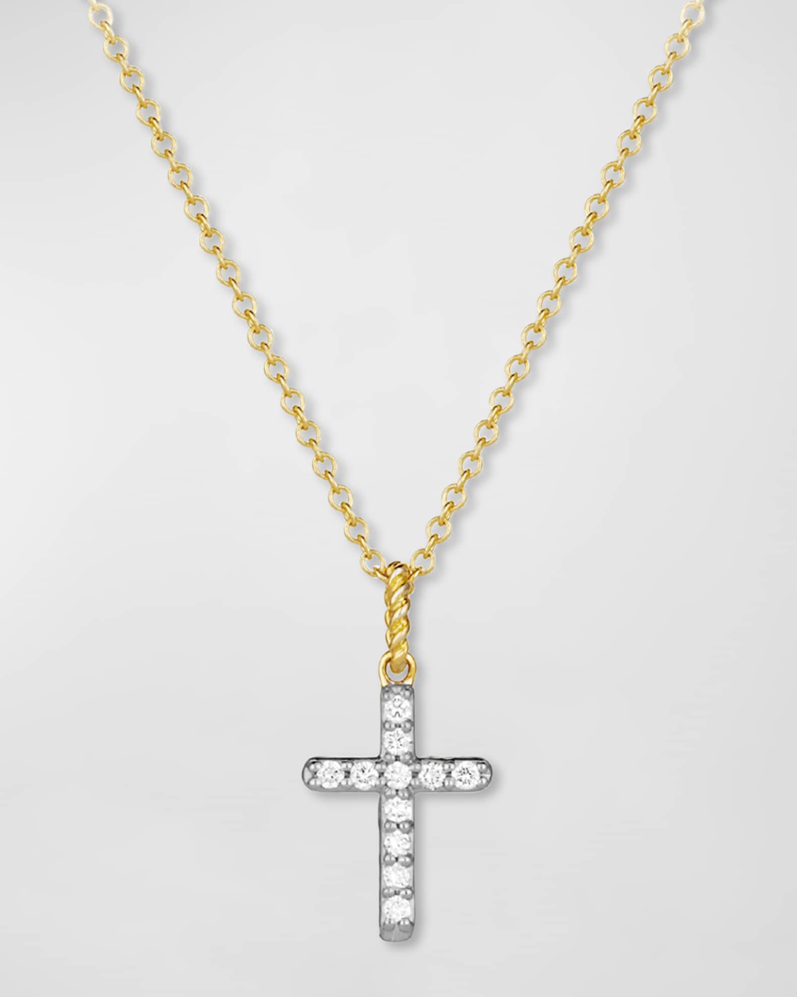 David Yurman Cable Collectibles Cross Necklace with Diamonds in Gold on ...