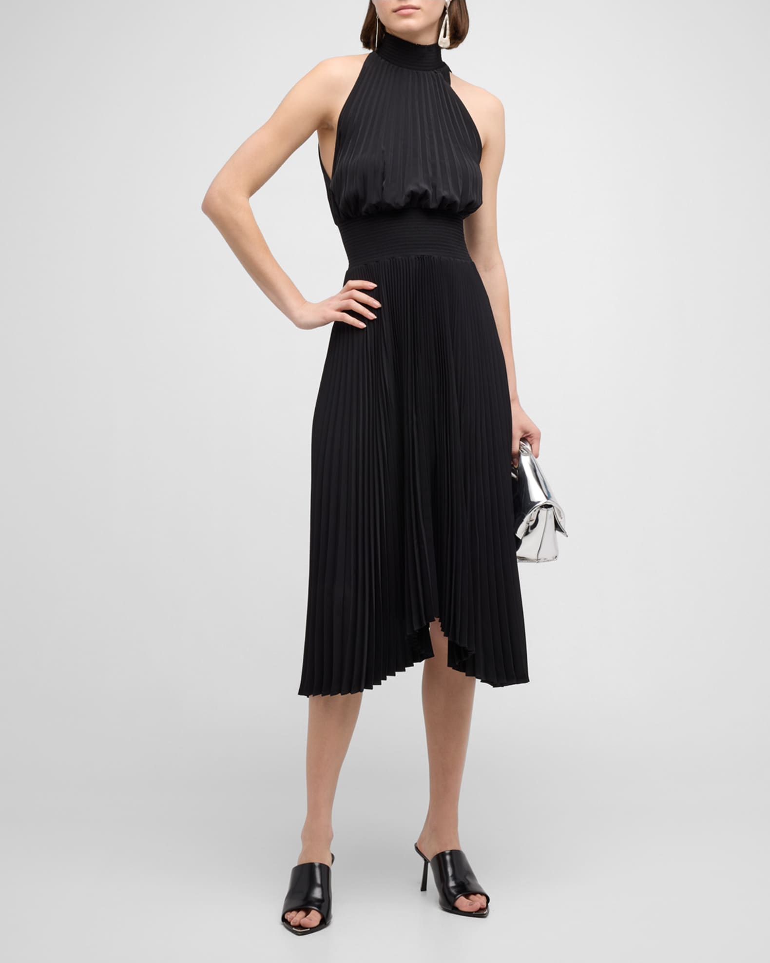 chinese dress ladies alice + olivia Women's Arista Sleeveless Cross Back Pleat Maxi Dress,  Solstice, Purple, 0 at Amazon Women's Clothing store main image 1