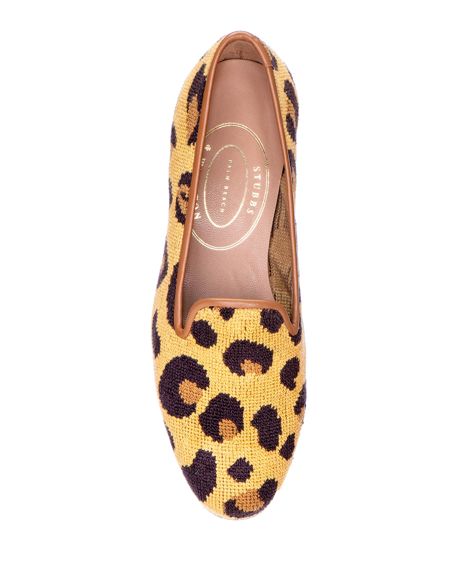 Stubbs and Wootton Felix Leopard-Print Needlepoint Smoking Loafers ...