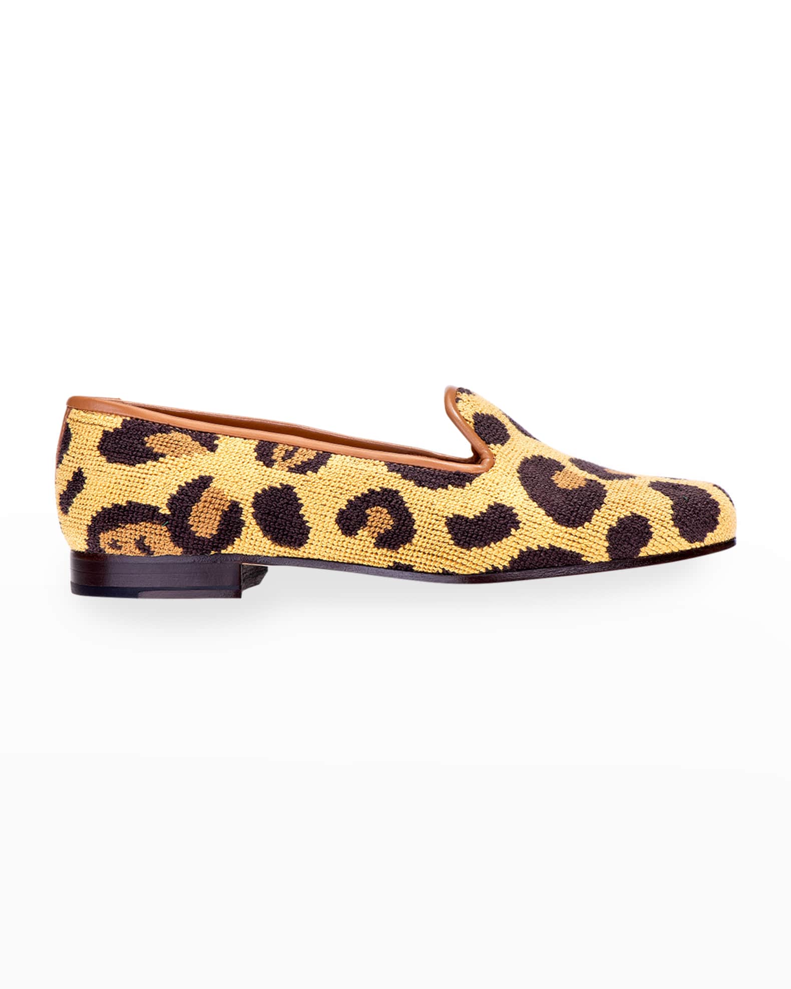 Stubbs and Wootton Felix LeopardPrint Needlepoint Smoking Loafers