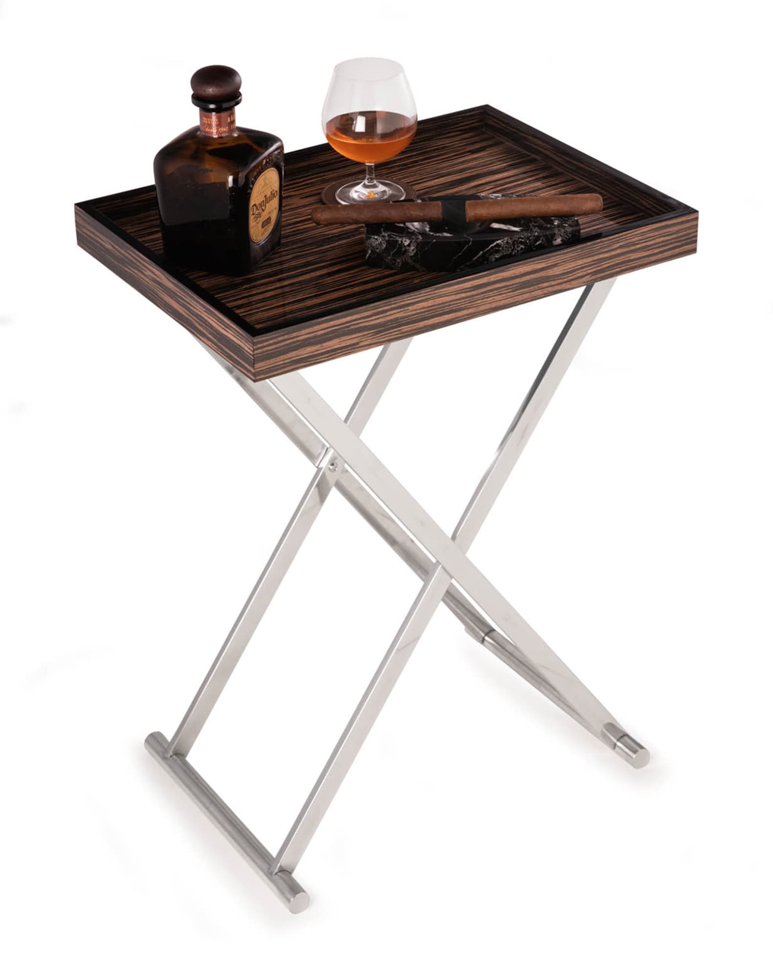 BeyBerk Men's High Lacquered Ebony Wood Tray Table Neiman Marcus