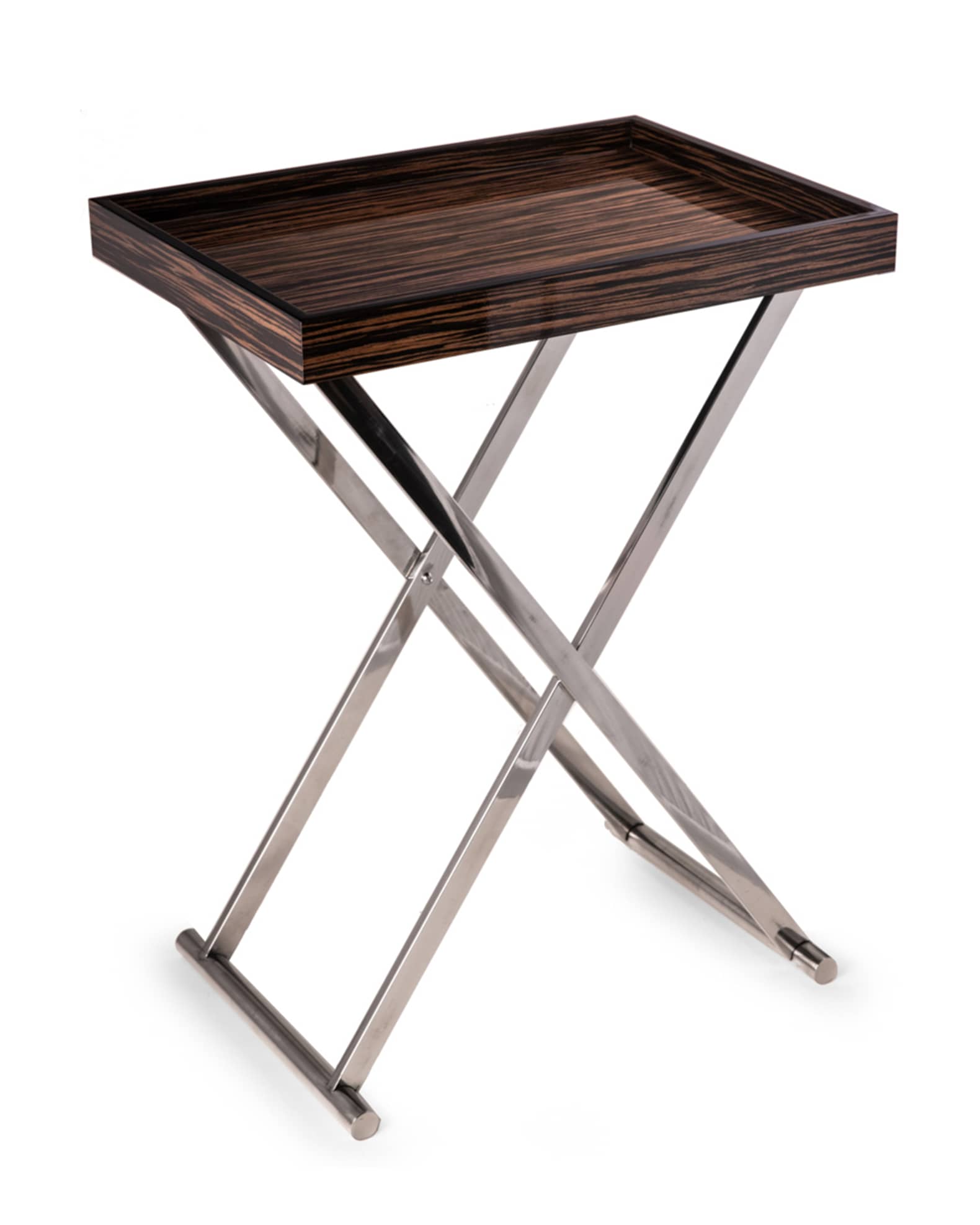 BeyBerk Men's High Lacquered Ebony Wood Tray Table Neiman Marcus