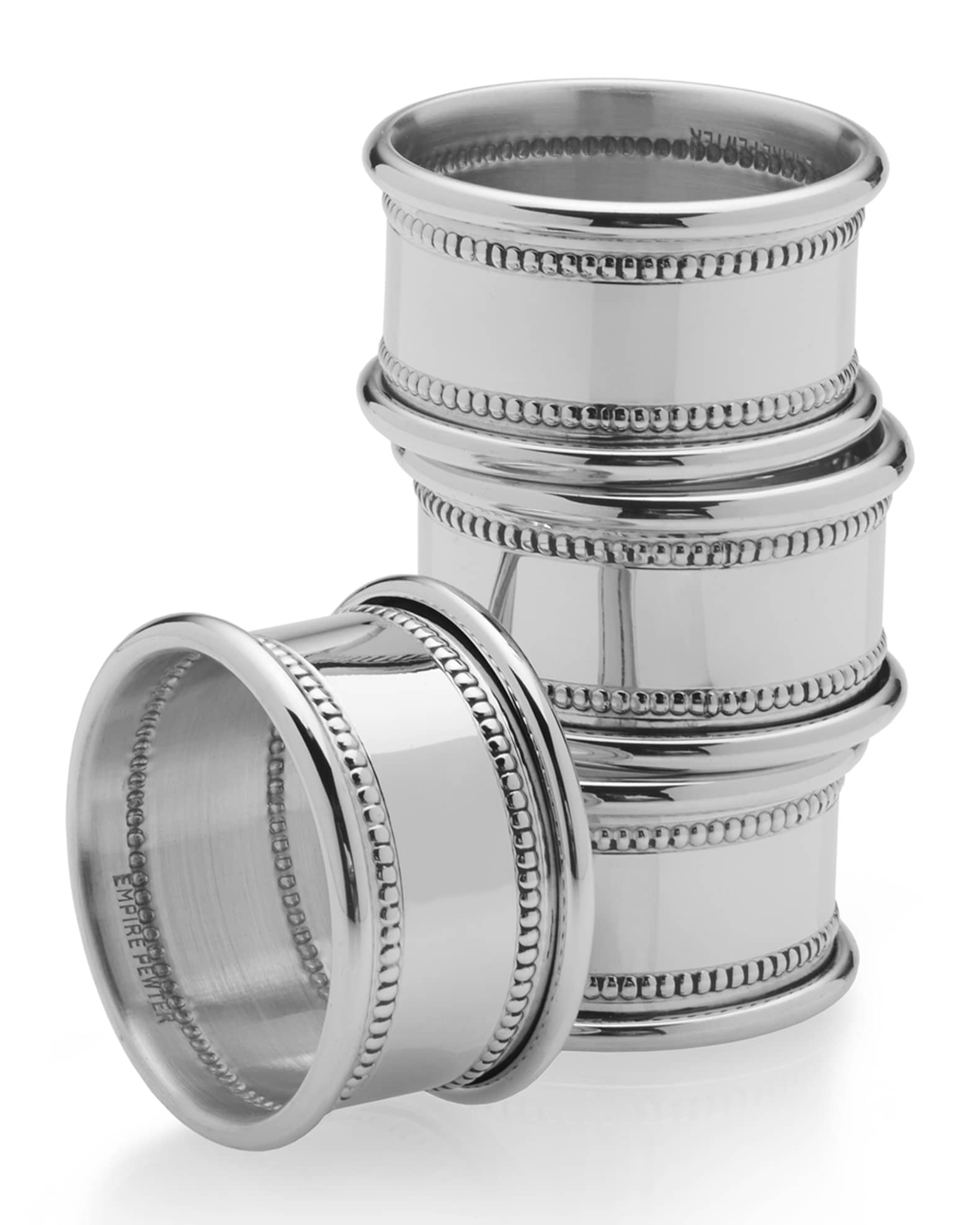 Empire Silver Pewter Beaded Napkin Rings Set of 4 Neiman Marcus