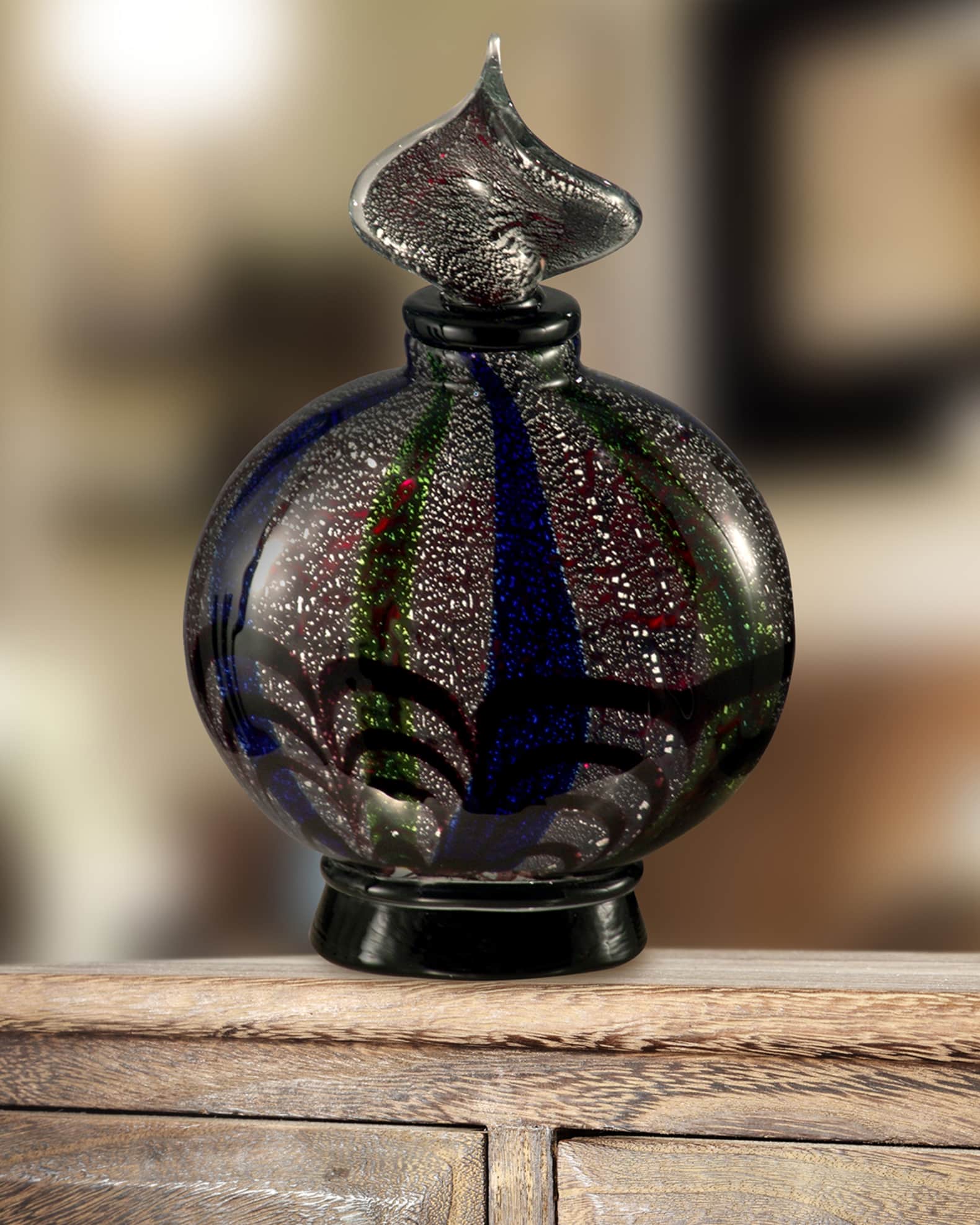 Dale Tiffany Black Widow Hand-Blown Art Glass Perfume Bottle