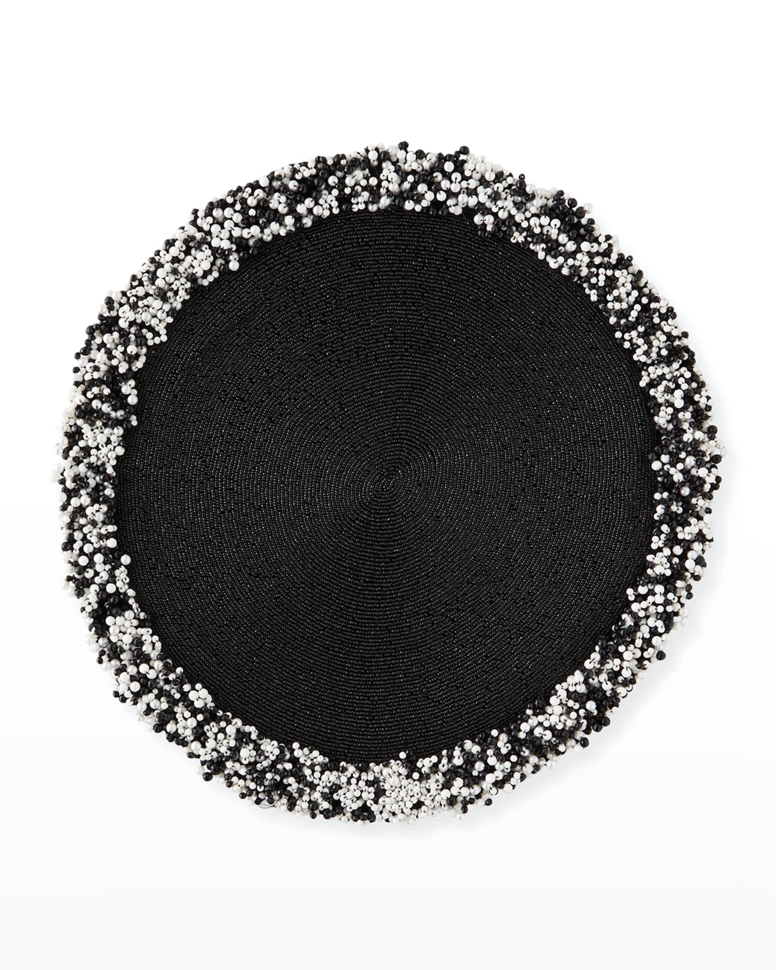 Nomi K Black Hand Beaded Round Placemat Neiman Marcus