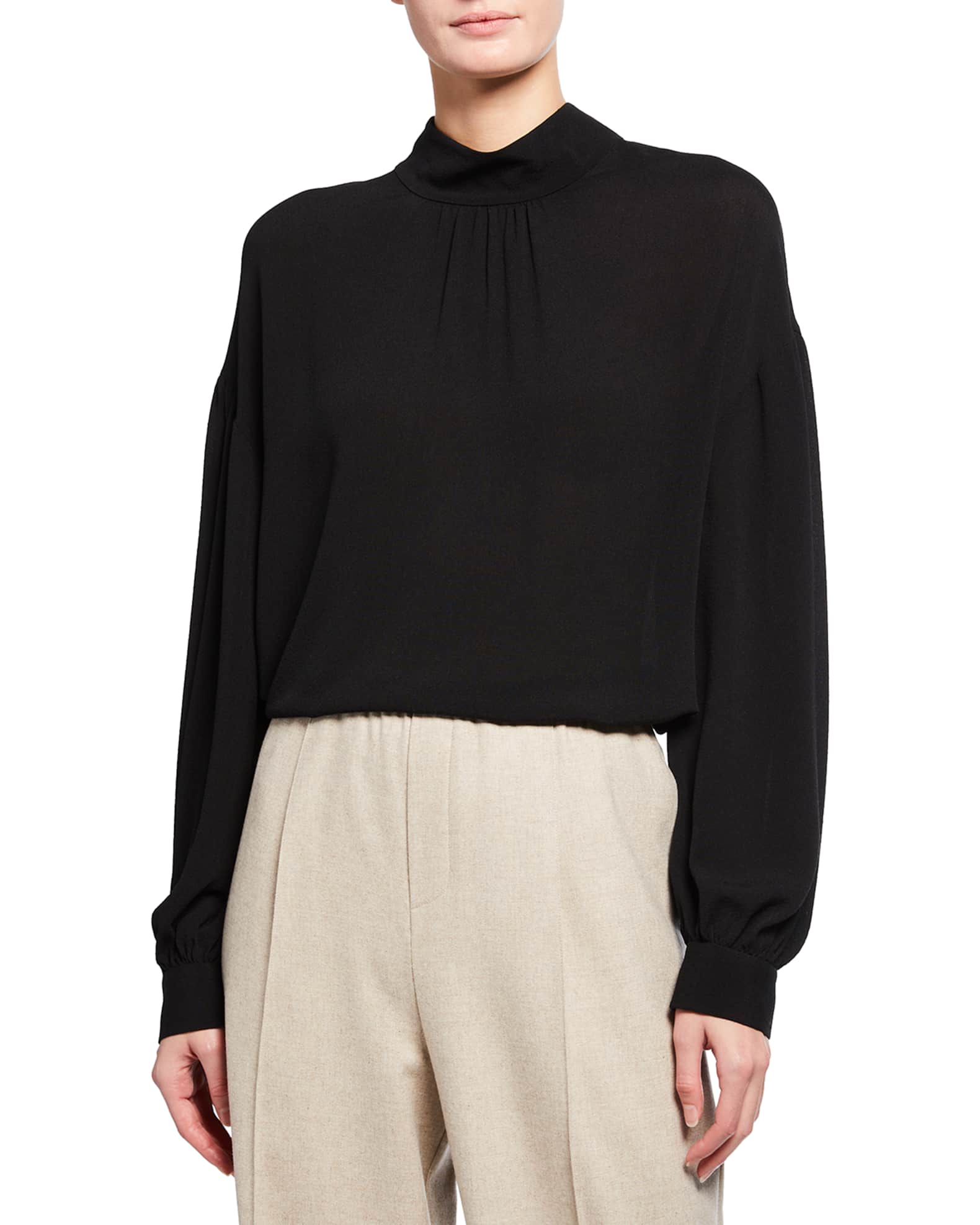 vince mock neck silk shell