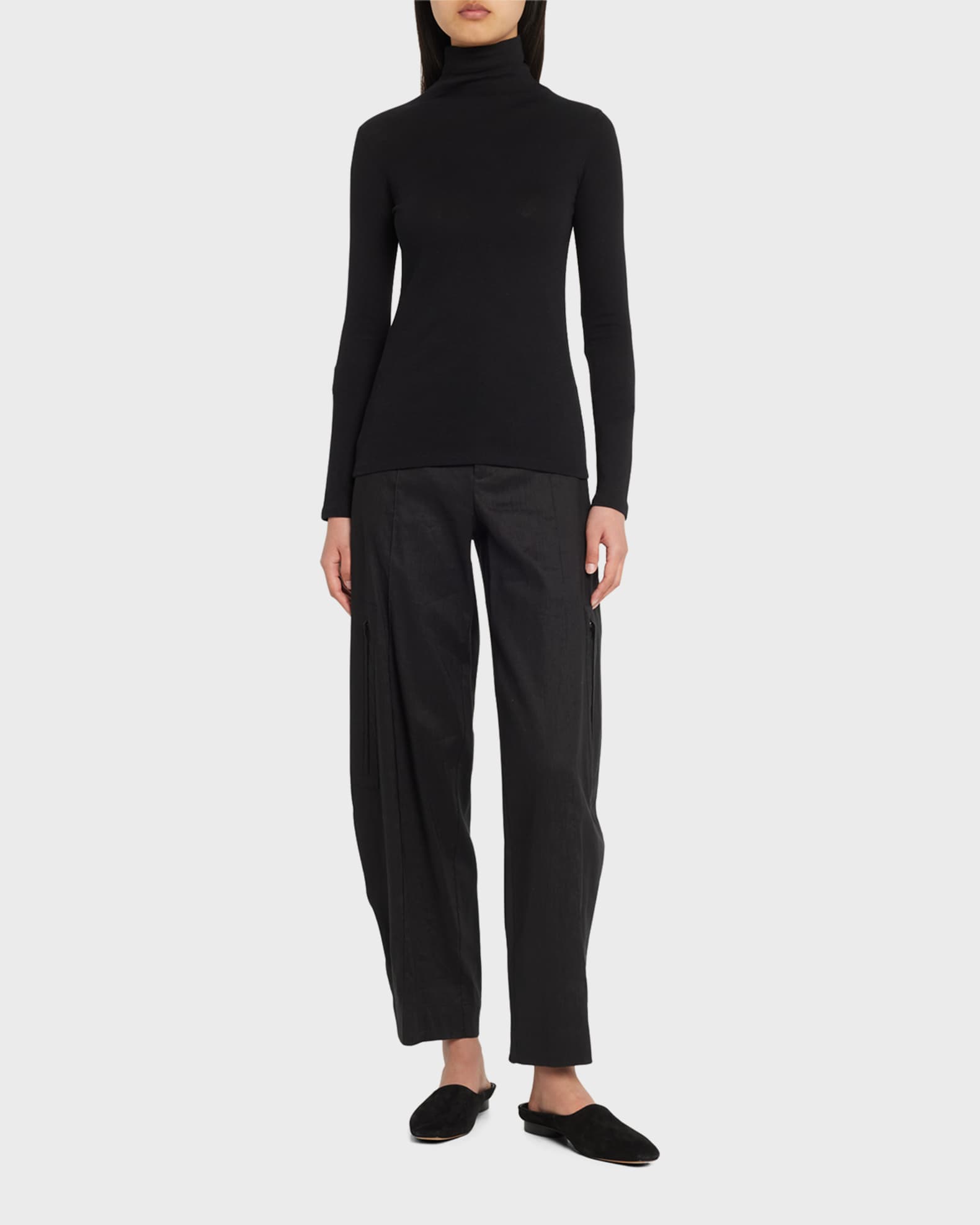 Essential Long-Sleeve Cotton Turtleneck Top 1