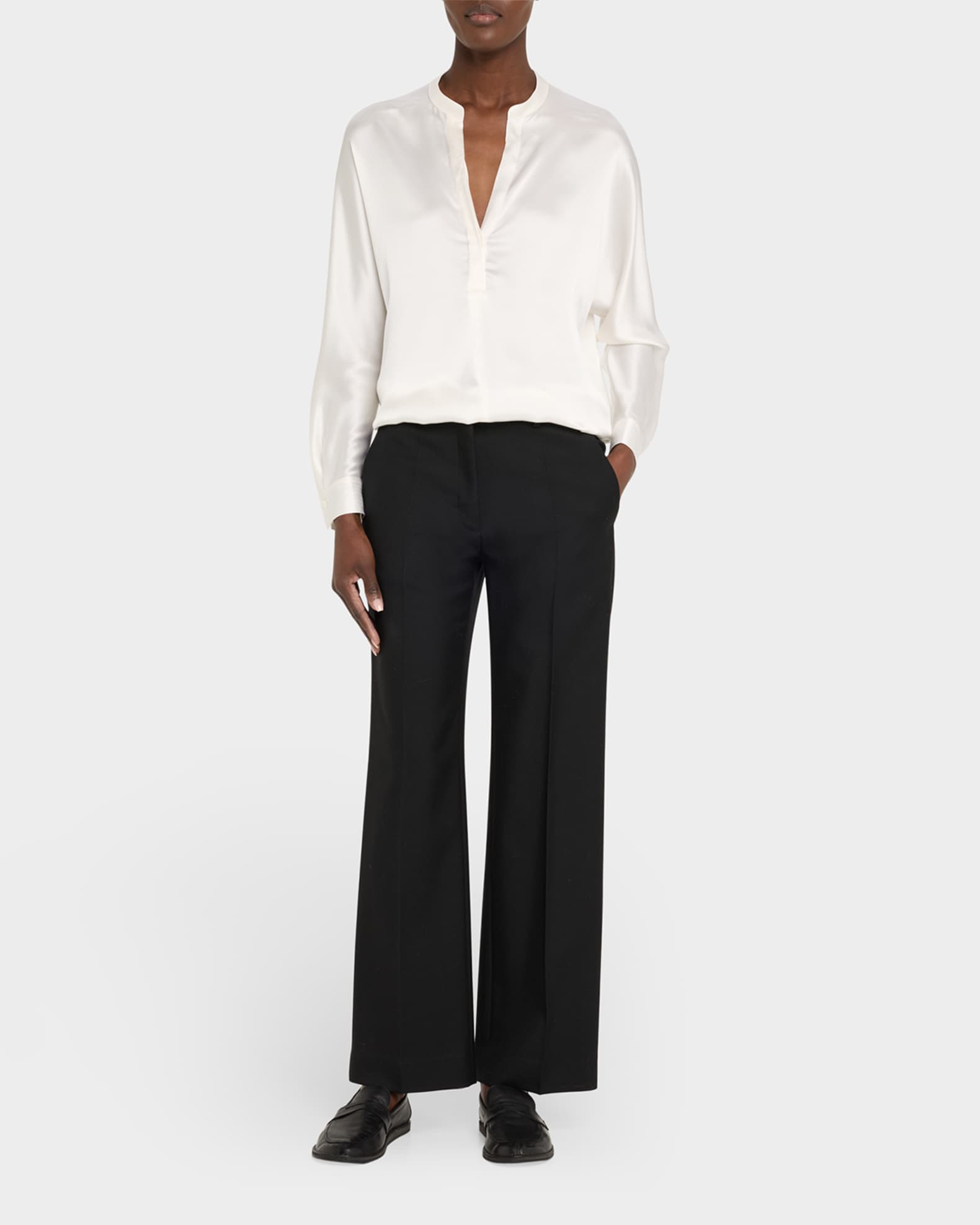 Silk Band-Collar Blouse 1