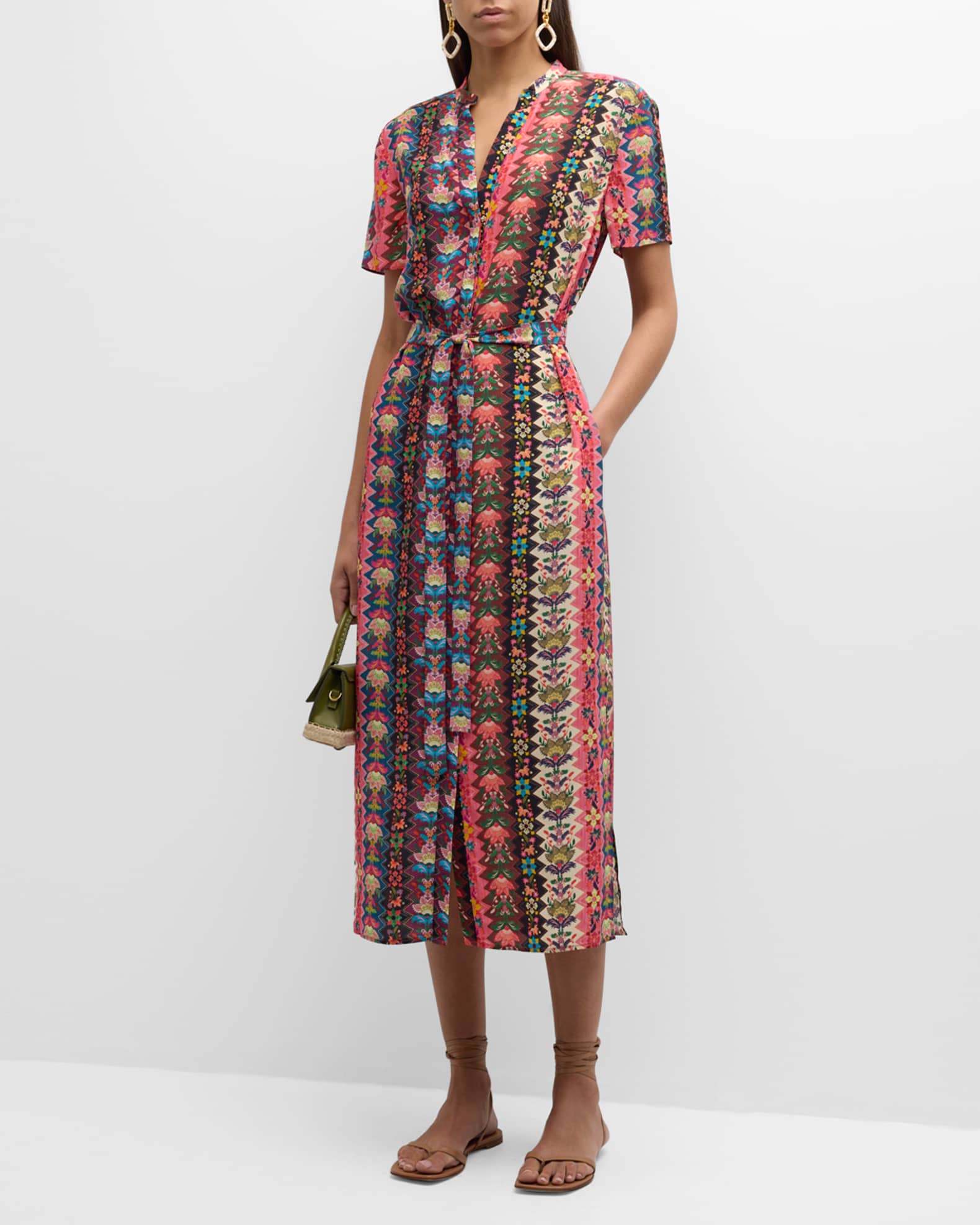 Saloni Vicki Printed Midi Dress Neiman Marcus