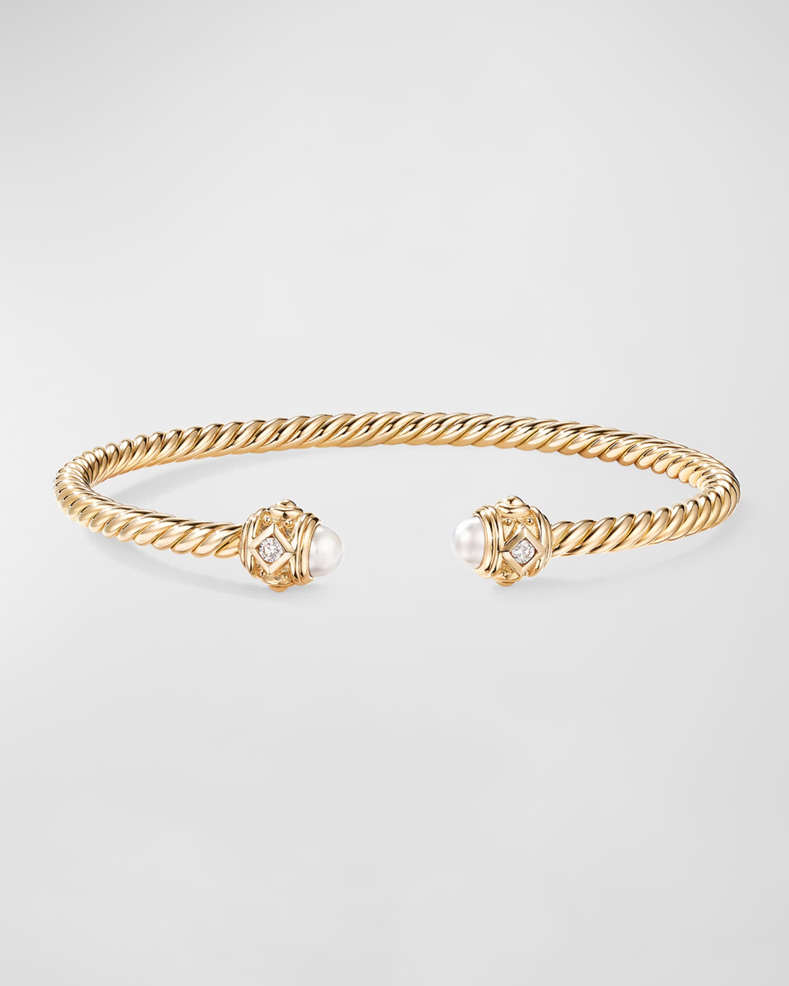 18K Renaissance Bracelet with Pearls and Diamonds, Size Large 1
