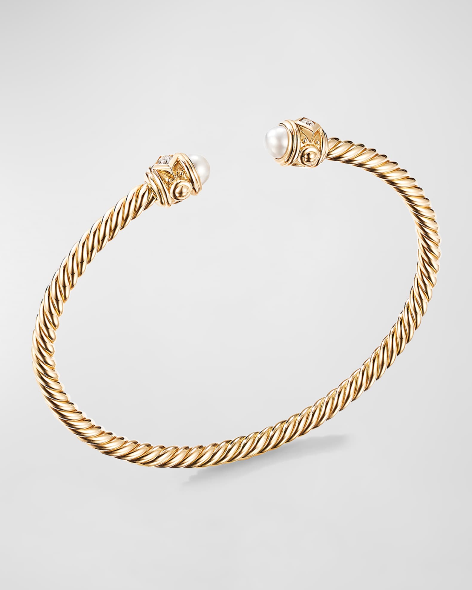 18K Renaissance Bracelet with Pearls and Diamonds, Size Large 0