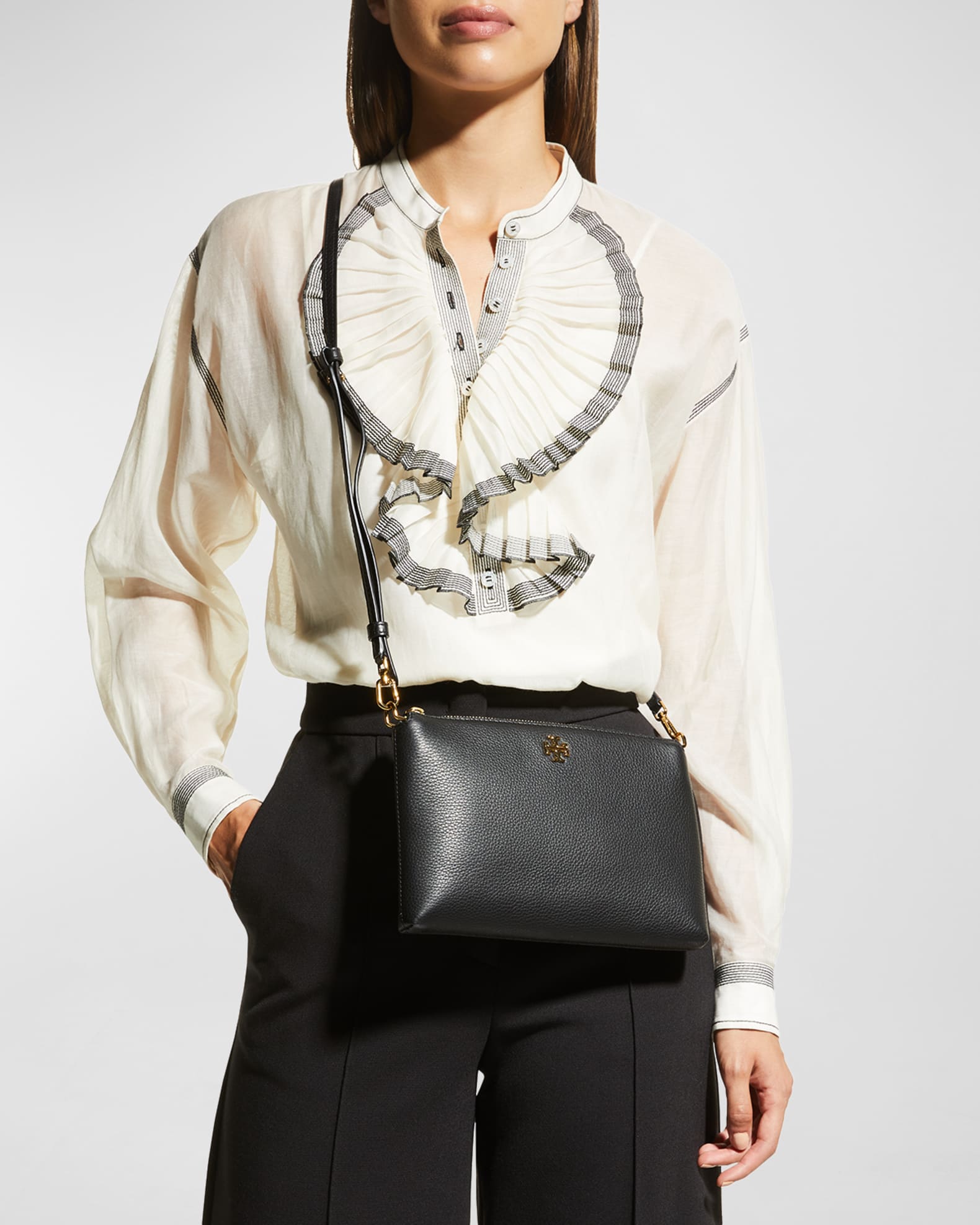 Tory Burch Kira Pebbled Leather TopZip Crossbody Bag Neiman Marcus