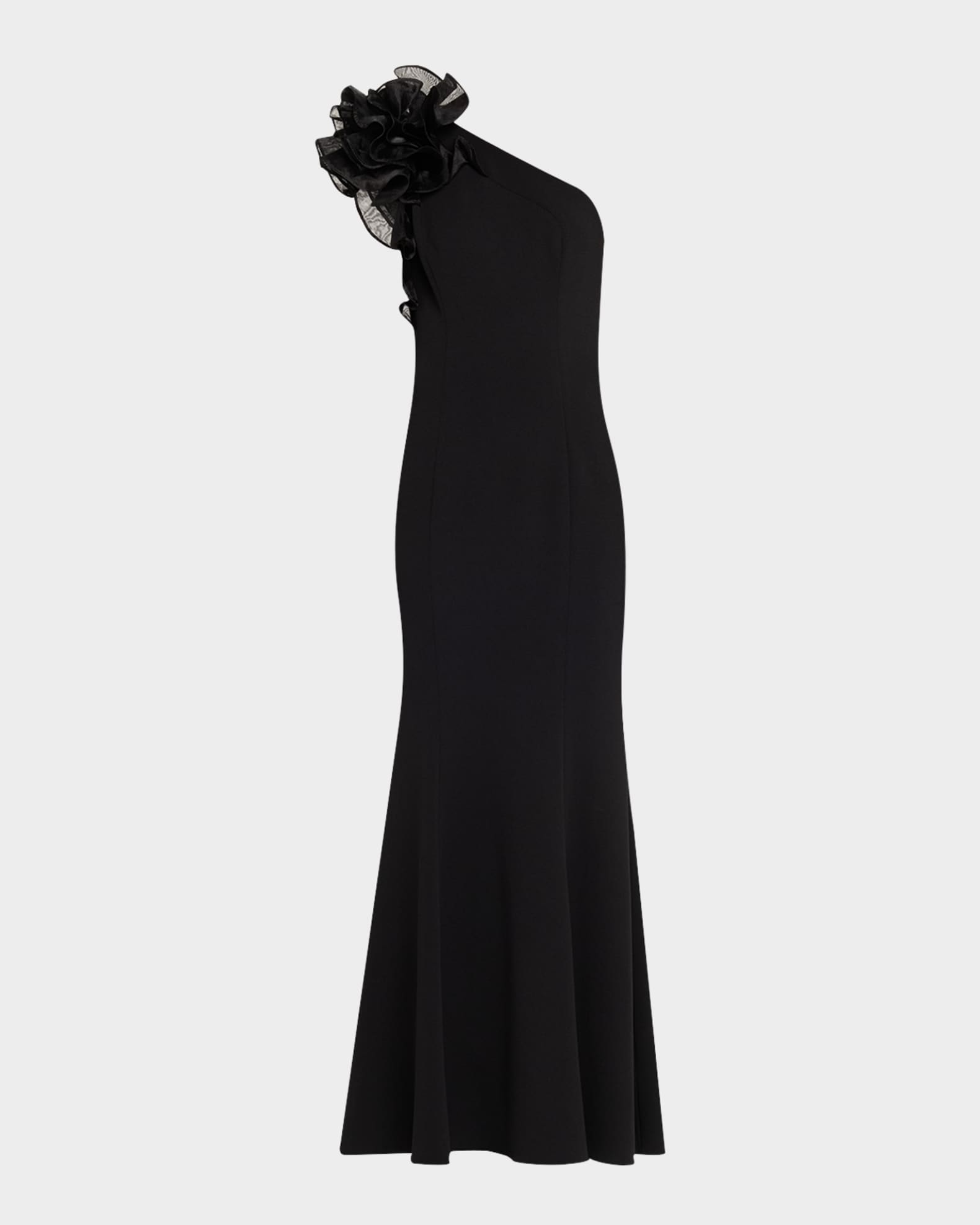 open lace back dress Black Strapless Ruffle Asymmetrical Midi Dress