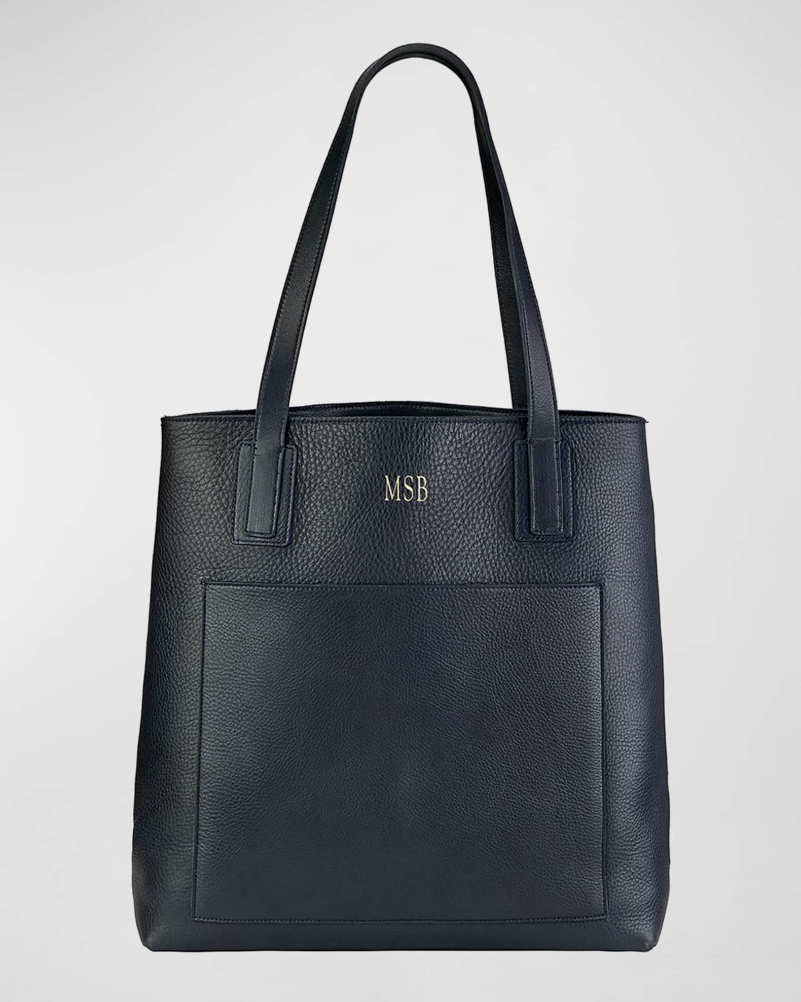 Metro Pebble Grain Leather Tote Bag, Personalized 0