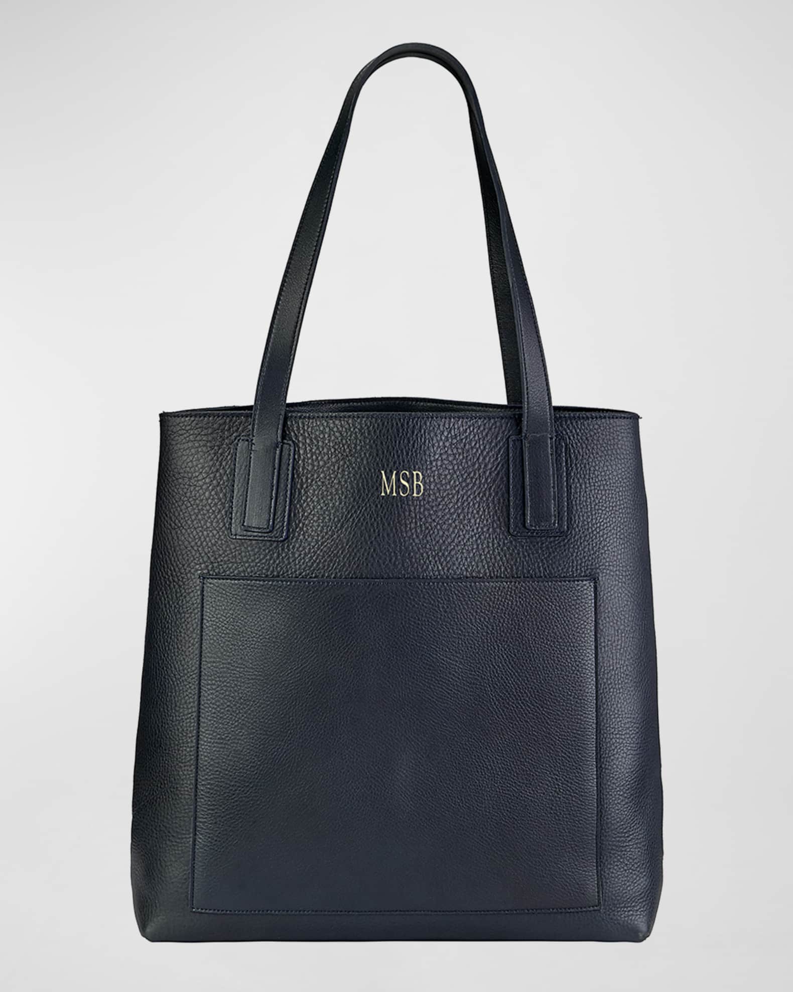 Metro Pebble Grain Leather Tote Bag Personalized
