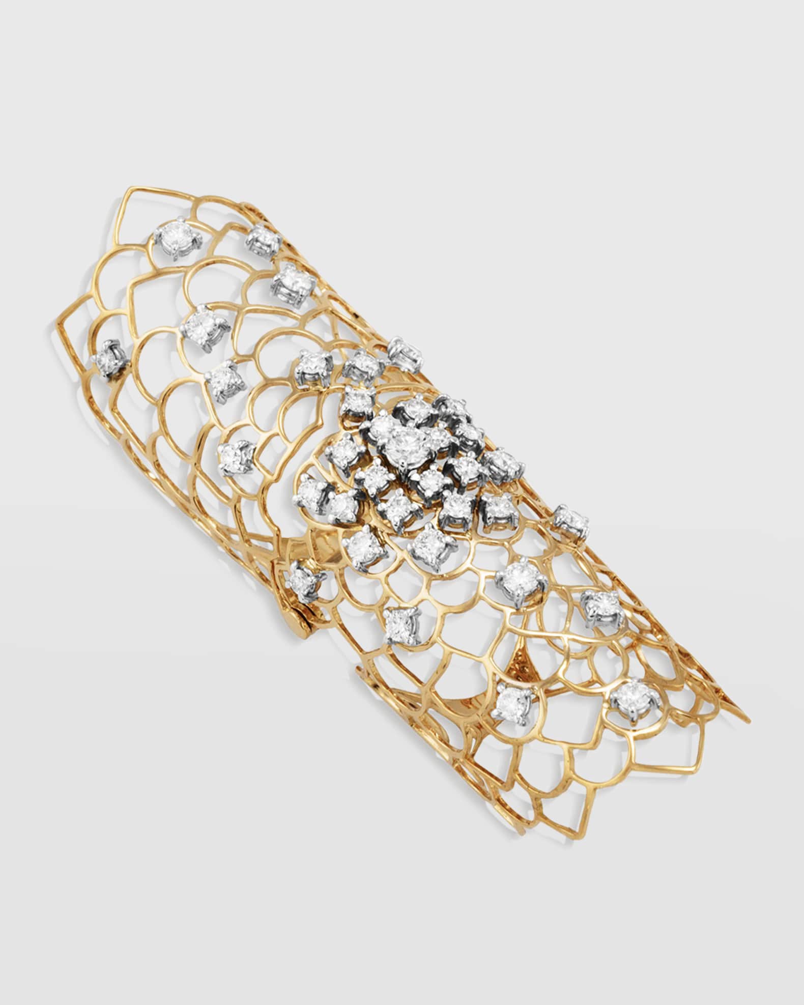 Moresca Armor 18k Rose Gold & Diamond Long Hinged Ring, Size 6 0