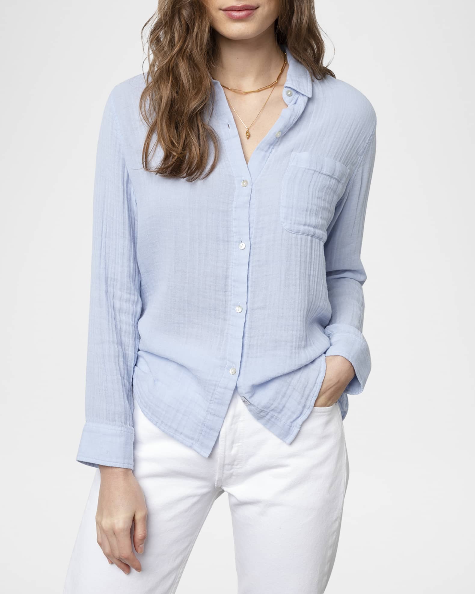 Ellis Gauze Cotton Button Down Shirt 1