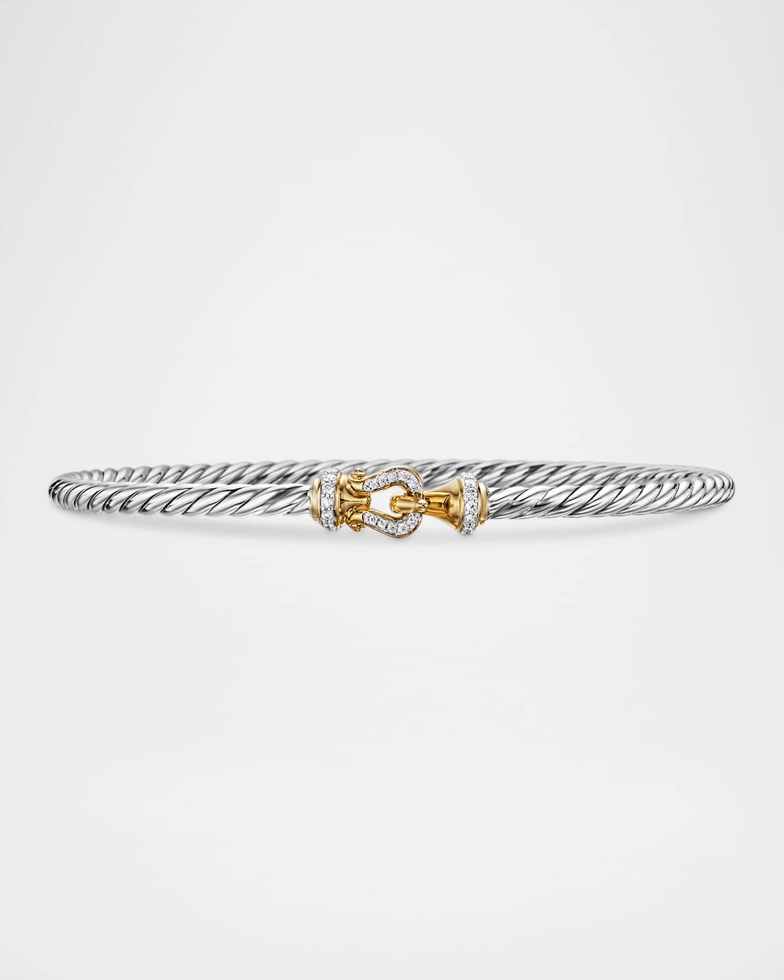 3mm Buckle Helena Bracelet with Diamonds, Silver and Gold 0