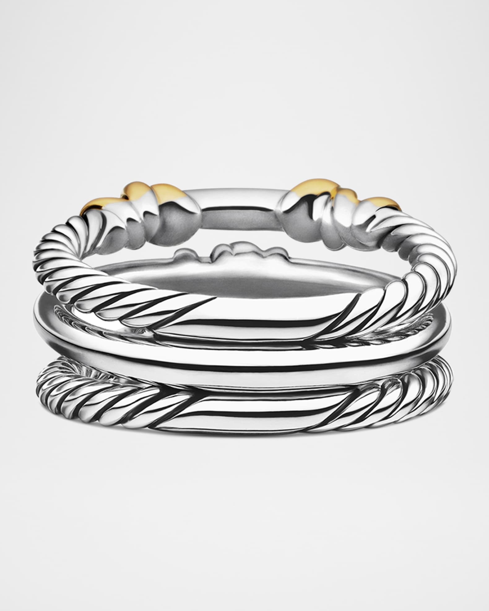 David Yurman Petite Helena Three Row Wrap Ring with Pavé Diamonds and
