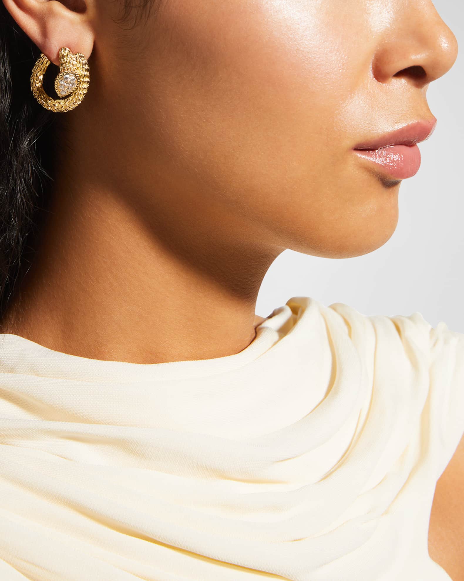 Boucheron Serpent Boheme 18K Yellow Gold Diamond Hoop Earrings Neiman Marcus