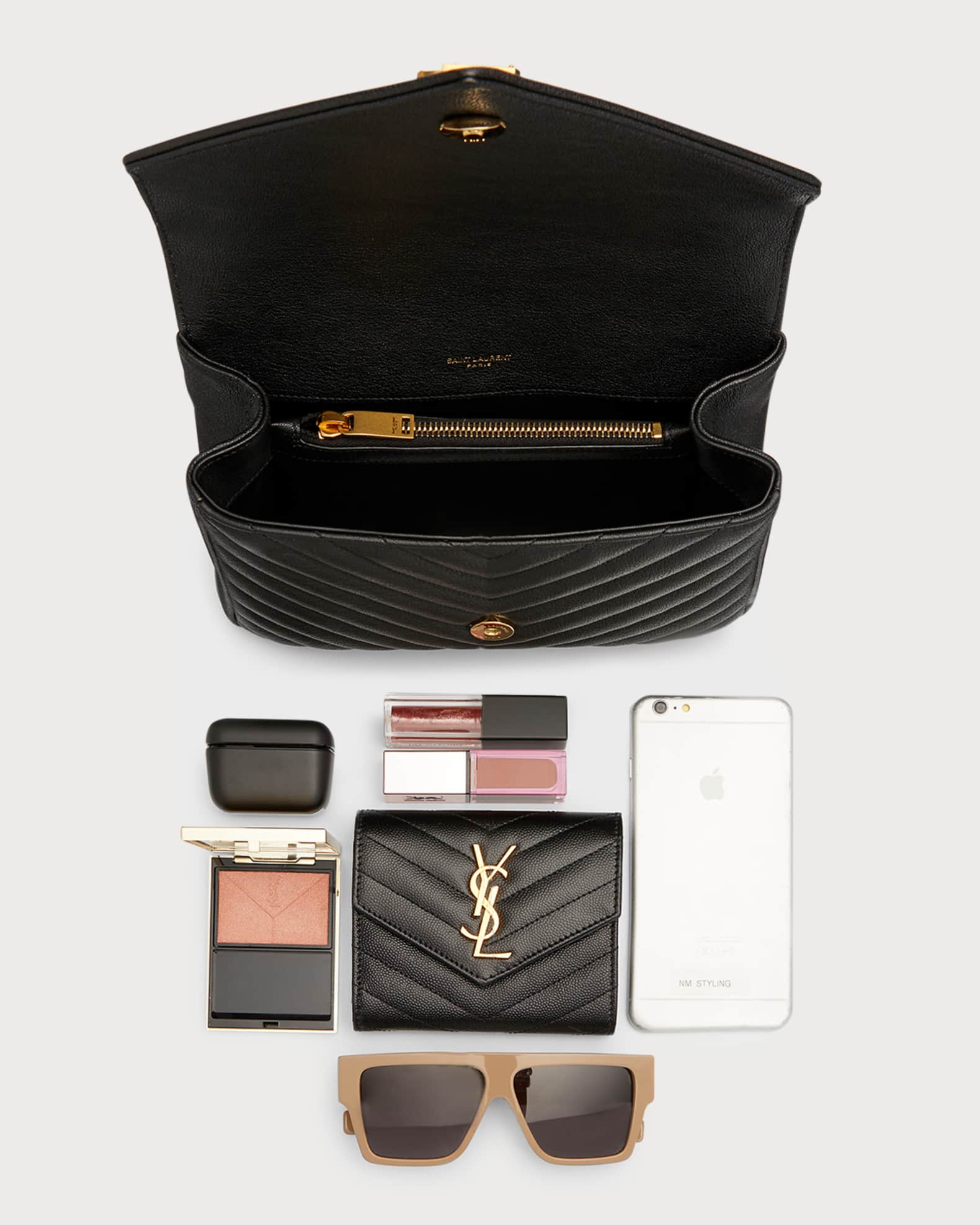 Saint Laurent College Medium Flap YSL Shoulder Bag in