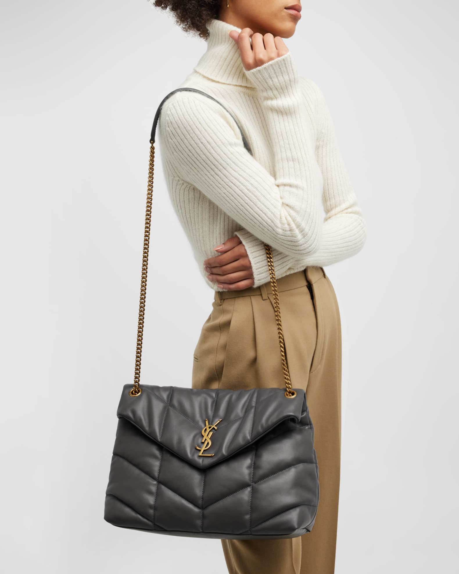 Saint Laurent Loulou Medium YSL Puffer Chain Shoulder Bag | Neiman Marcus