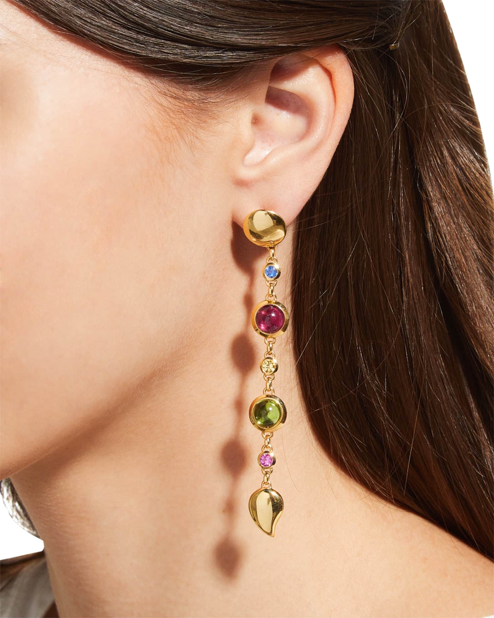 Tamara Comolli Bouton Earrings set In Yellow Gold with Colorful Stones Neiman Marcus