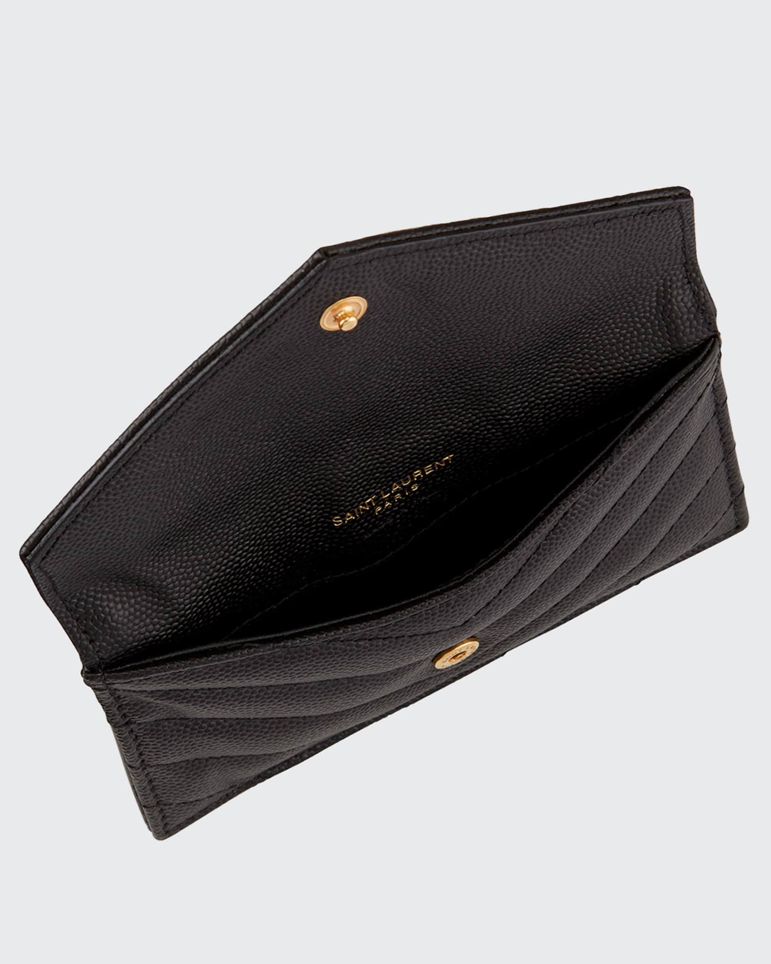 売上実績NO.1 YSL Leather Grained in Case Card Flap Ziptop Monogram バッグ