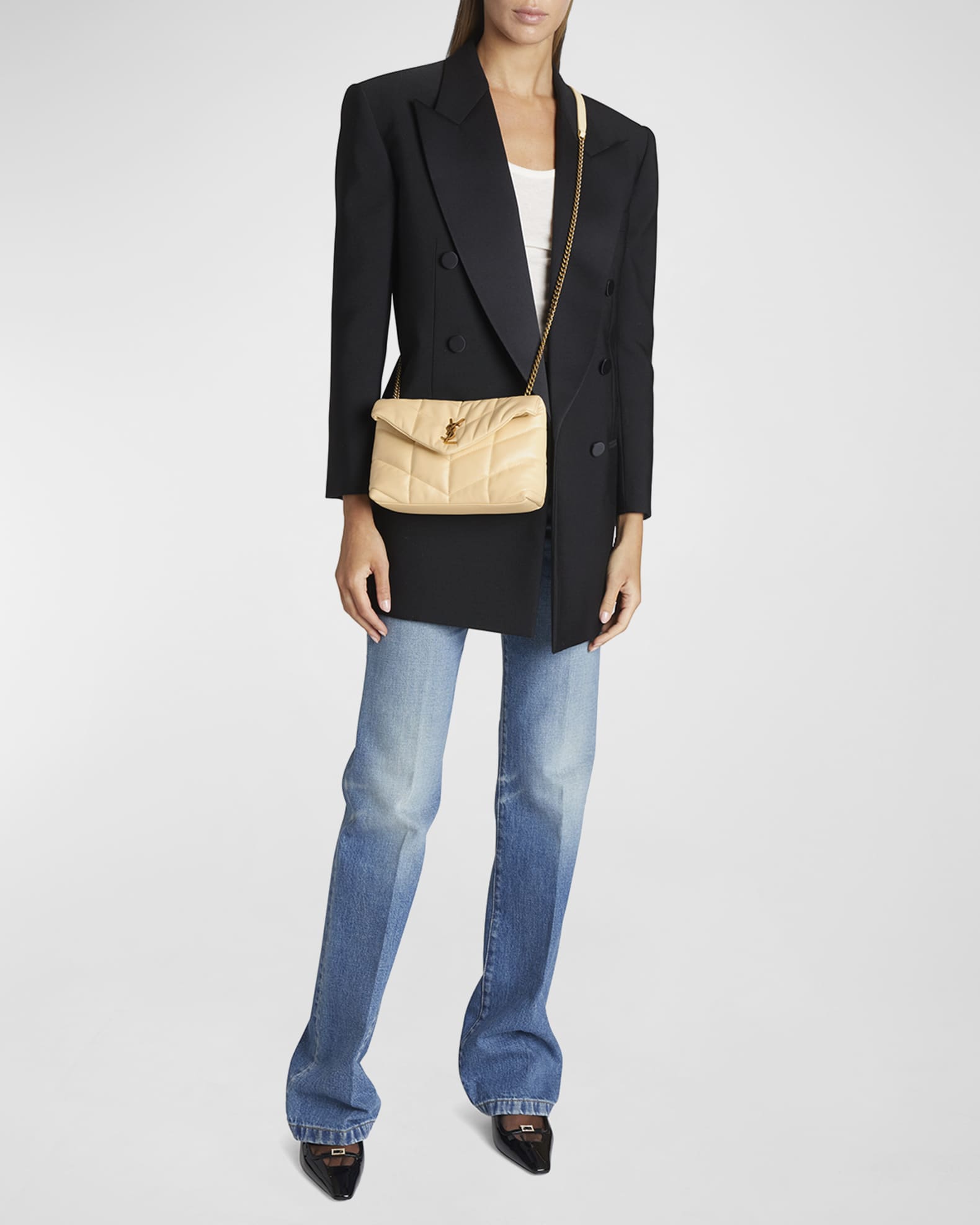 Saint Laurent LouLou Toy YSL Puffer Quilted Lambskin Crossbody Bag