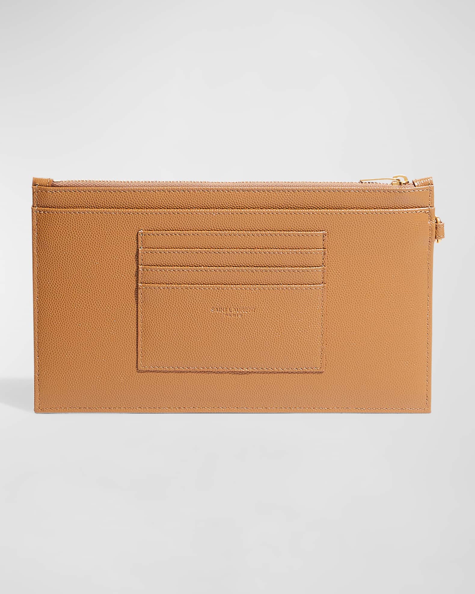 YSL Monogram Large Bill Pouch in Grained Leather