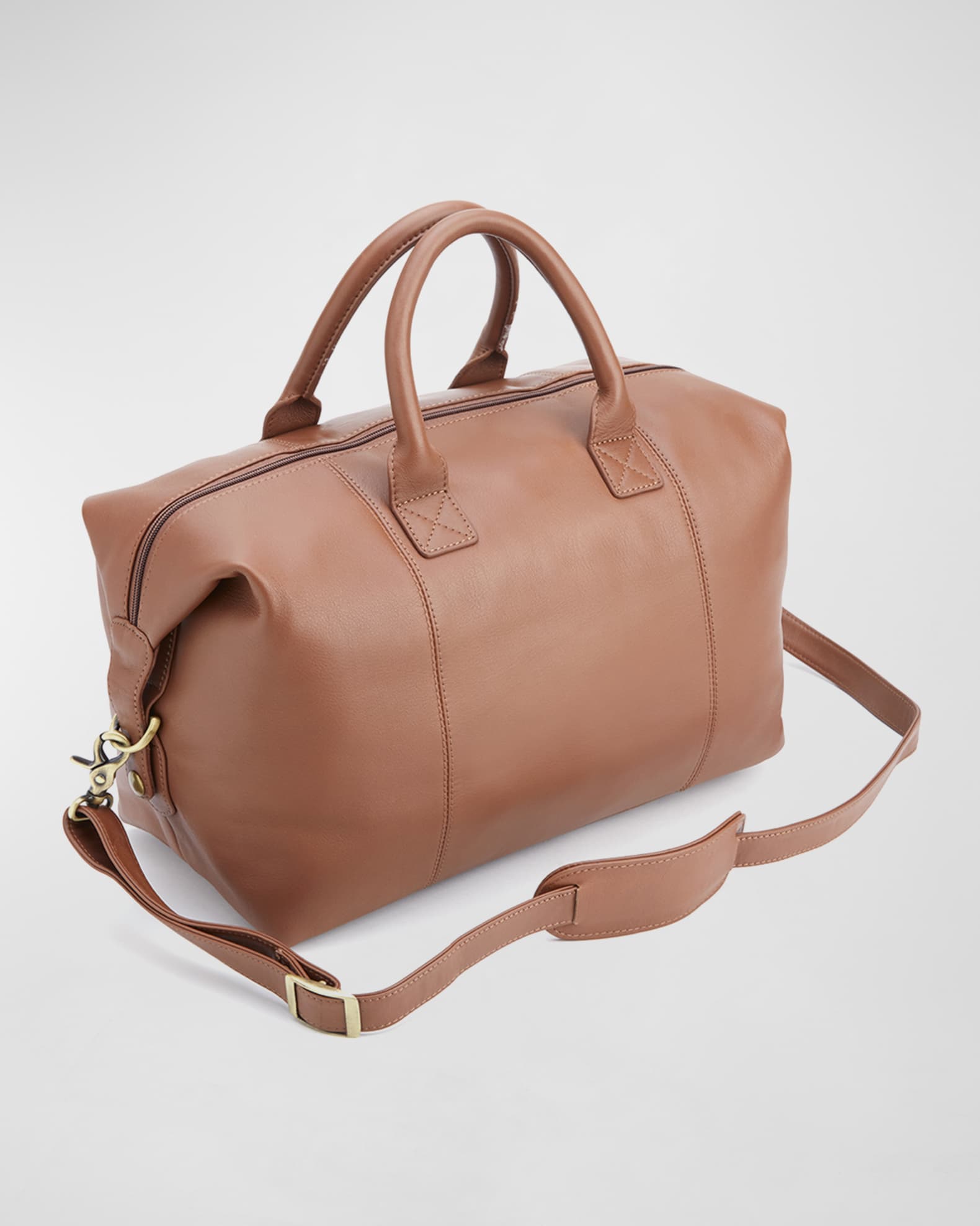 Monogrammed Leather Overnight Duffel Bag 0