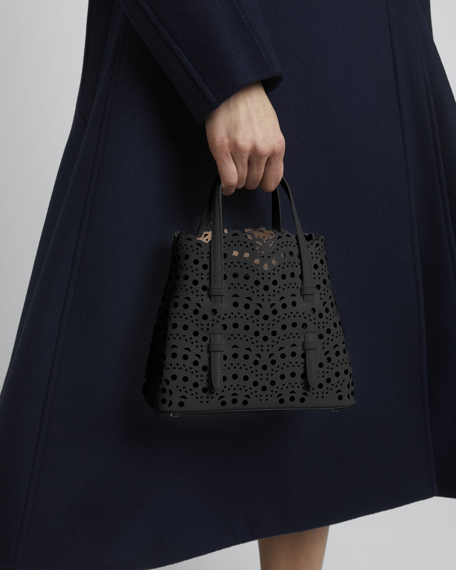 ALAIA Mina 20 Tote Bag in Vienne Wave Perforated Leather