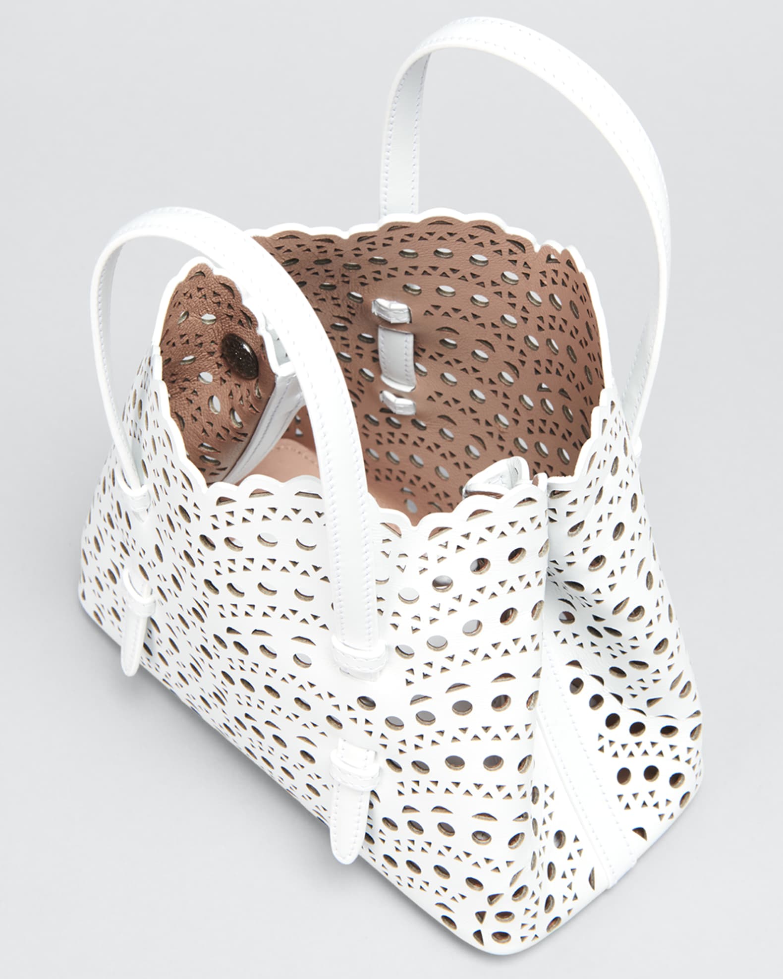 ALAIA Mina 20 Tote Bag in Vienne Wave Perforated Leather | Neiman