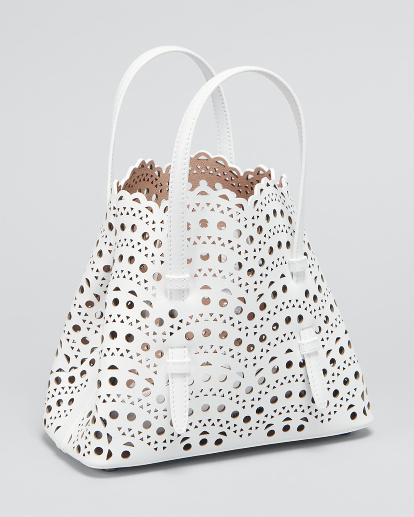 ALAIA Mina 20 Tote Bag in Vienne Wave Perforated Leather | Neiman
