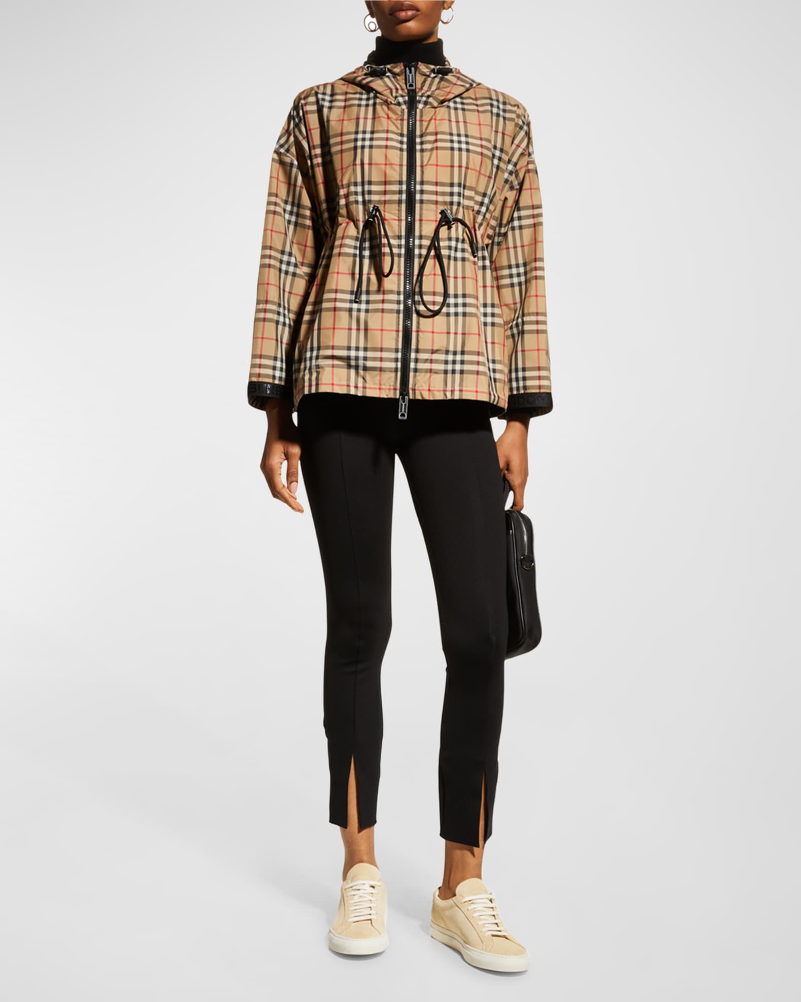 Burberry Logo Tape Vintage Check Hooded Jacket | Neiman Marcus