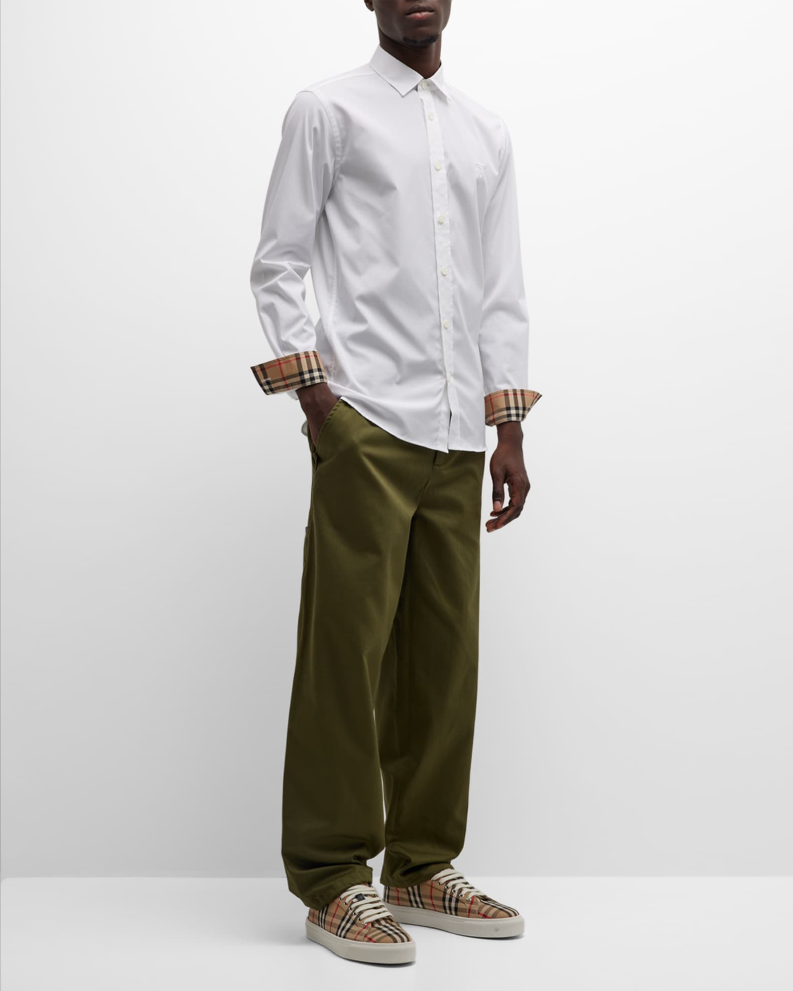 Burberry Men s Sherwood Logo Sport Shirt White Size XS