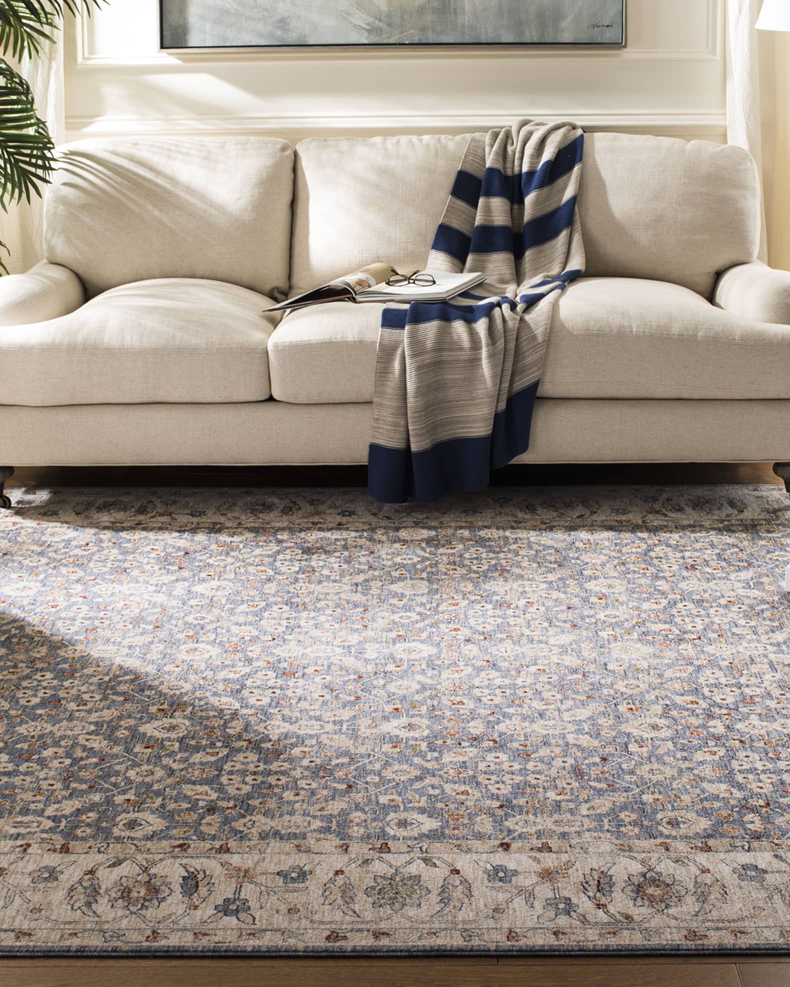 Helena Ivory/Blue Power-Loomed Rug 0