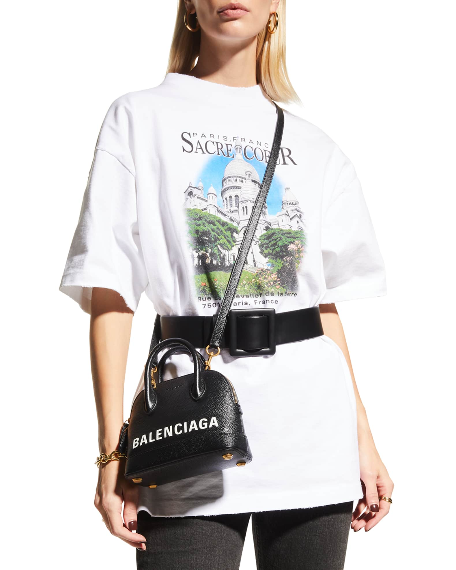 Balenciaga Ville XXS Logo Pebbled Leather Top-Handle Bag | Neiman