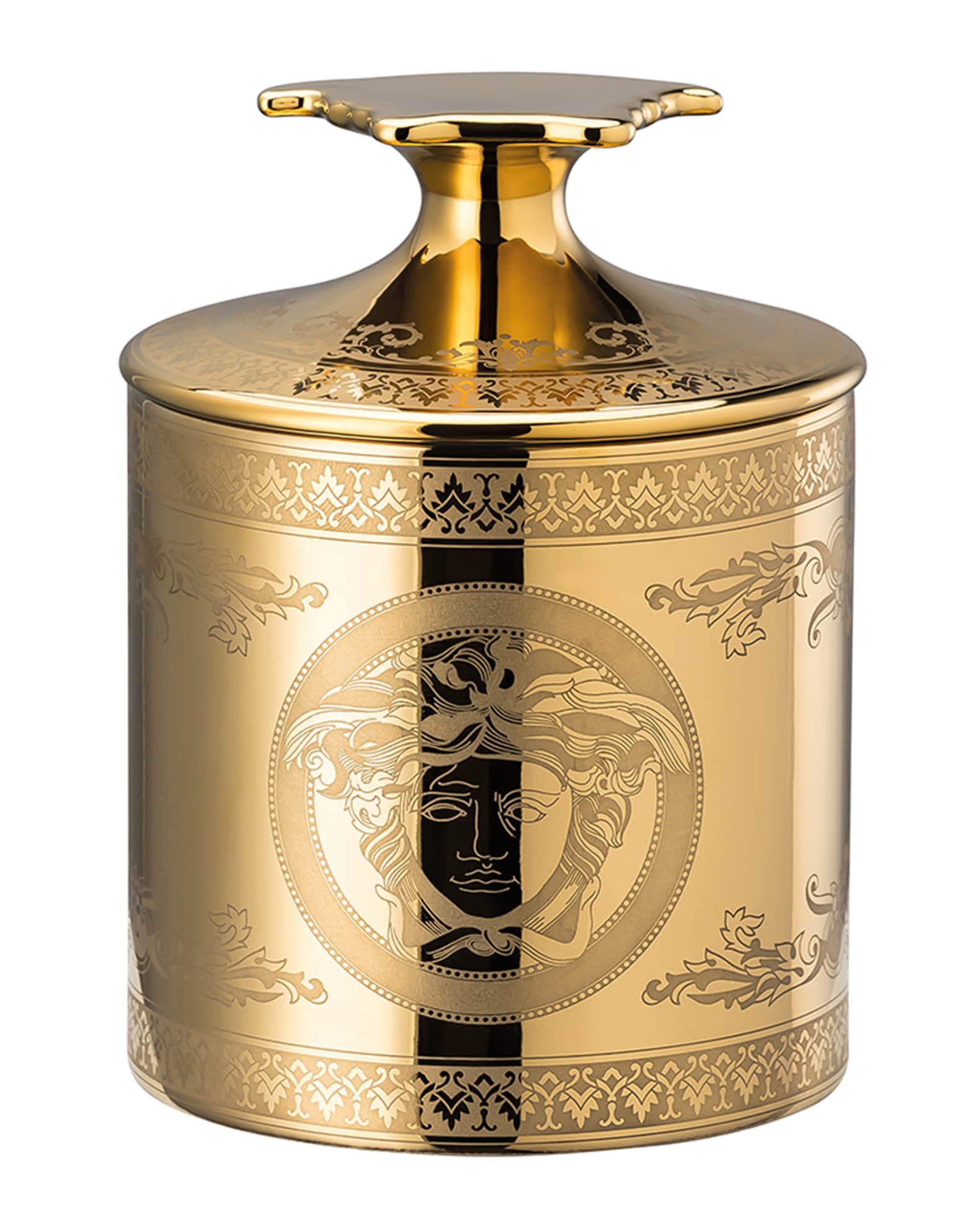 Versace Gold Medusa Votive with Lid Neiman Marcus