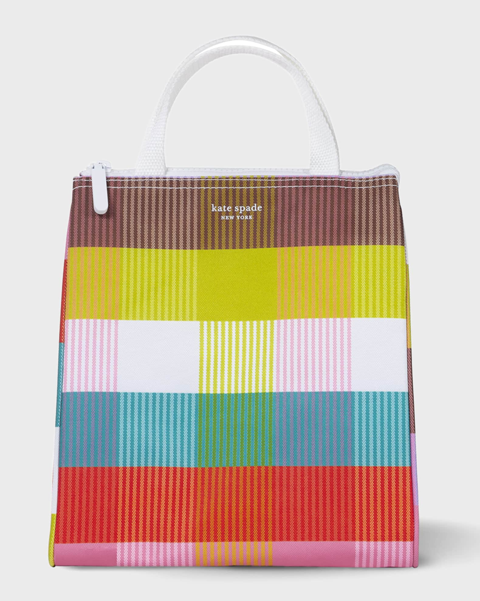 Kate Spade Logo-Patch Check-Pattern Tote Bag