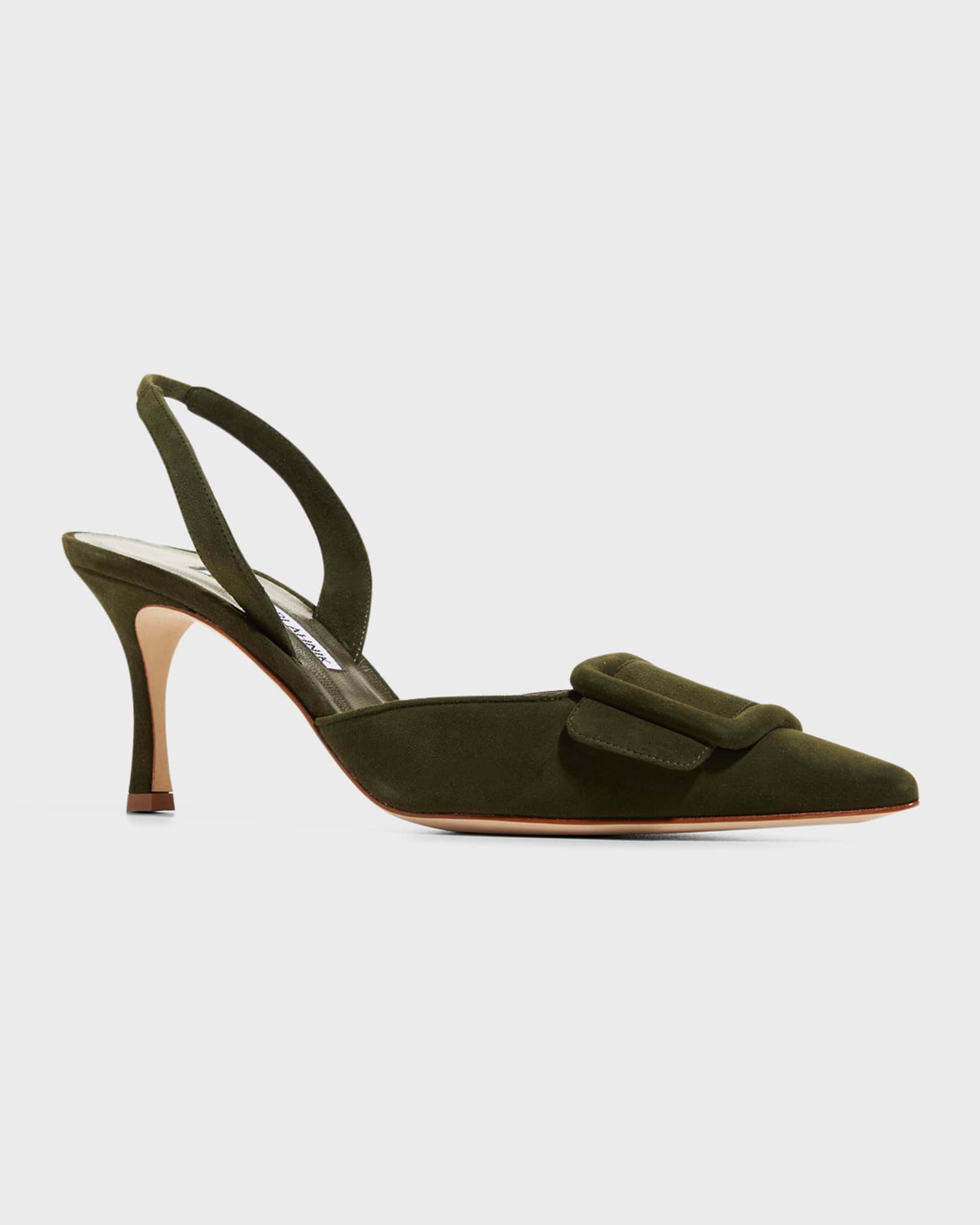 Manolo Blahnik Maysli Suede Bow Slingback Pumps Neiman Marcus