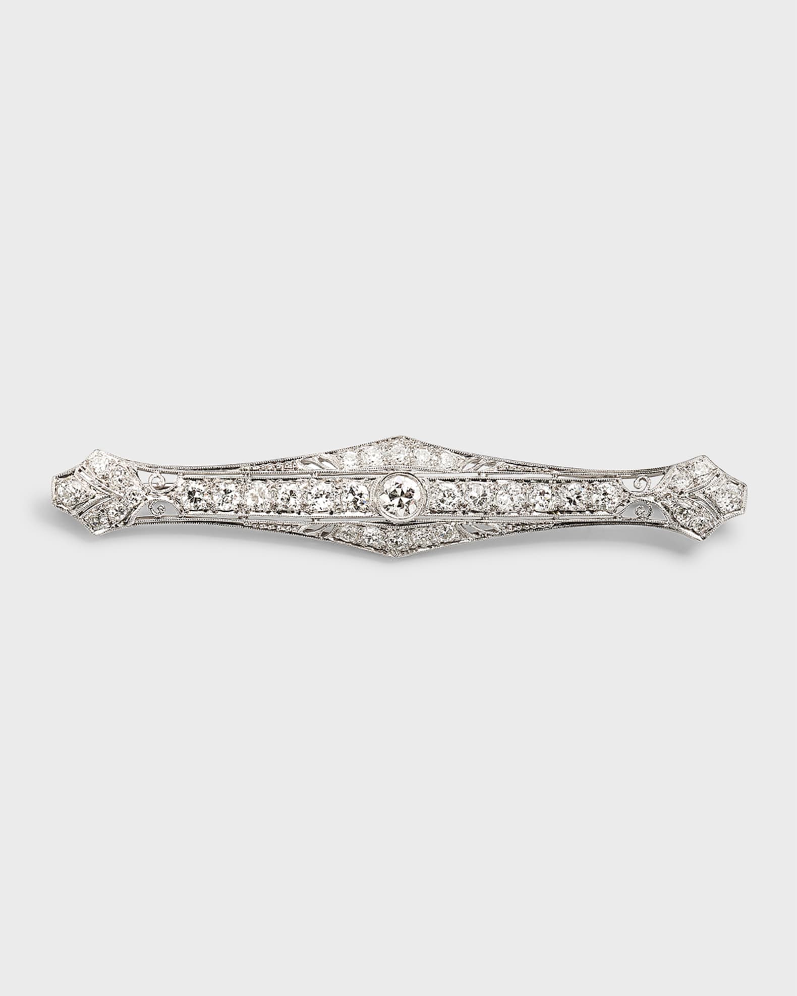 Platinum Diamond Filigree Bar Pin 0