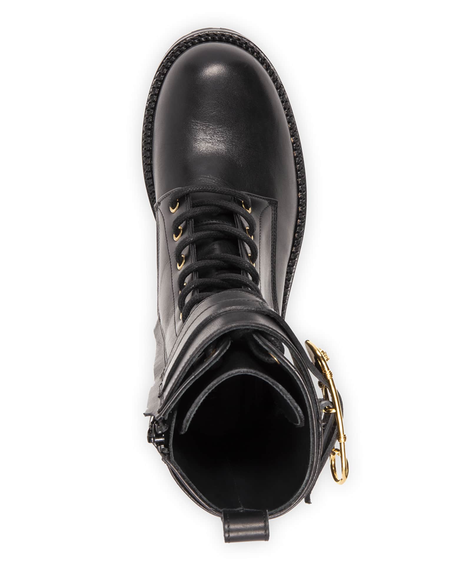 Versace Safety Pin Leather Boots Neiman Marcus