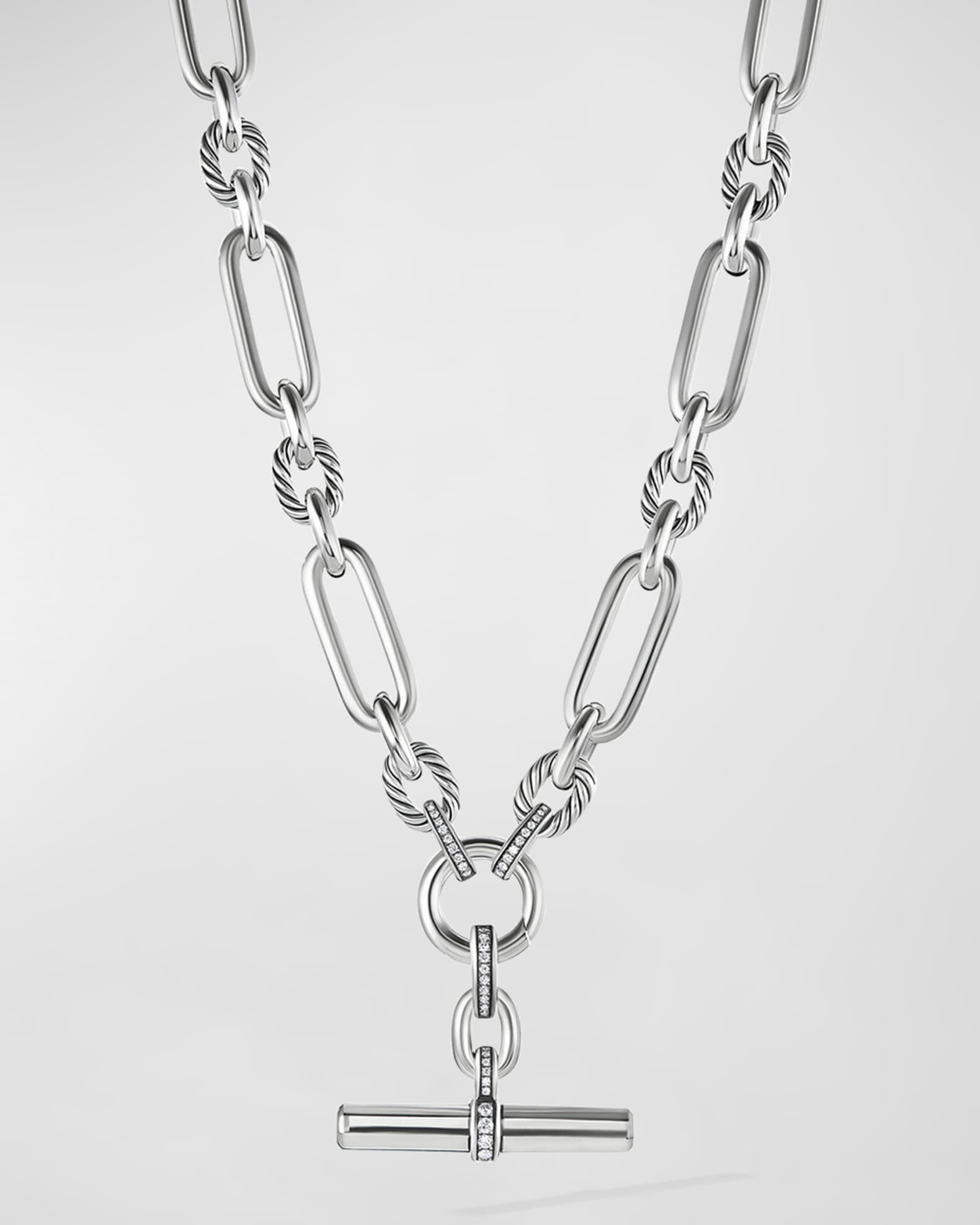 Lexington Chain Necklace with Diamonds in Silver, 9.8mm, 18"L 0