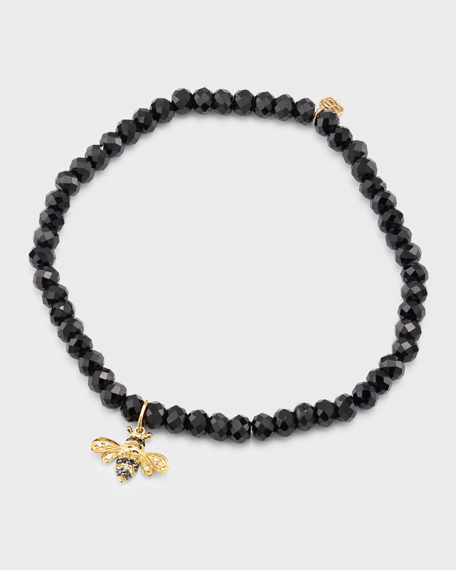 4mm Black Spinel Diamond and Sapphire Bee Bracelet 0