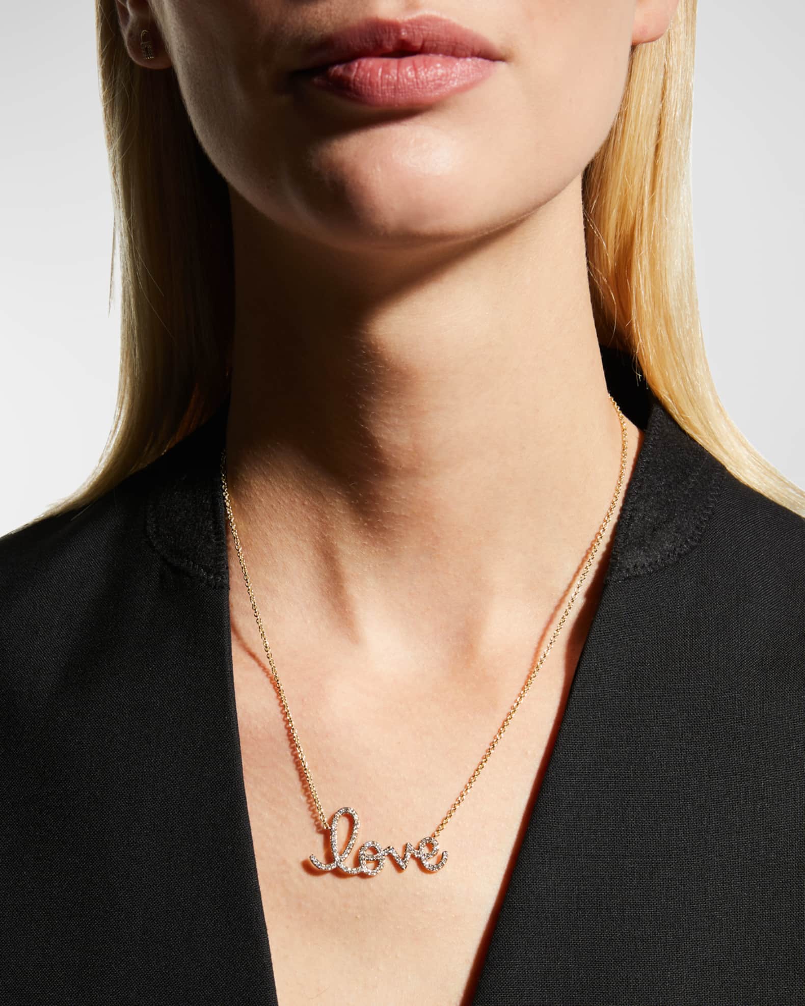 Sydney Evan 14k Diamond Love Script Necklace Multi Gold Neiman Marcus