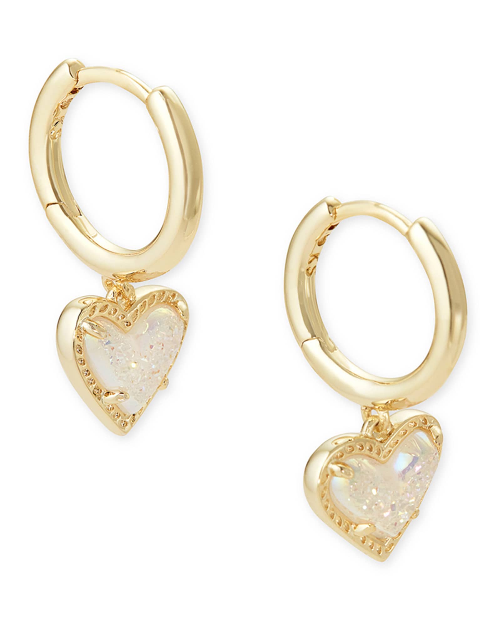NEW Kendra Scott Ari Heart Huggie Gold Earrings in Turquoise